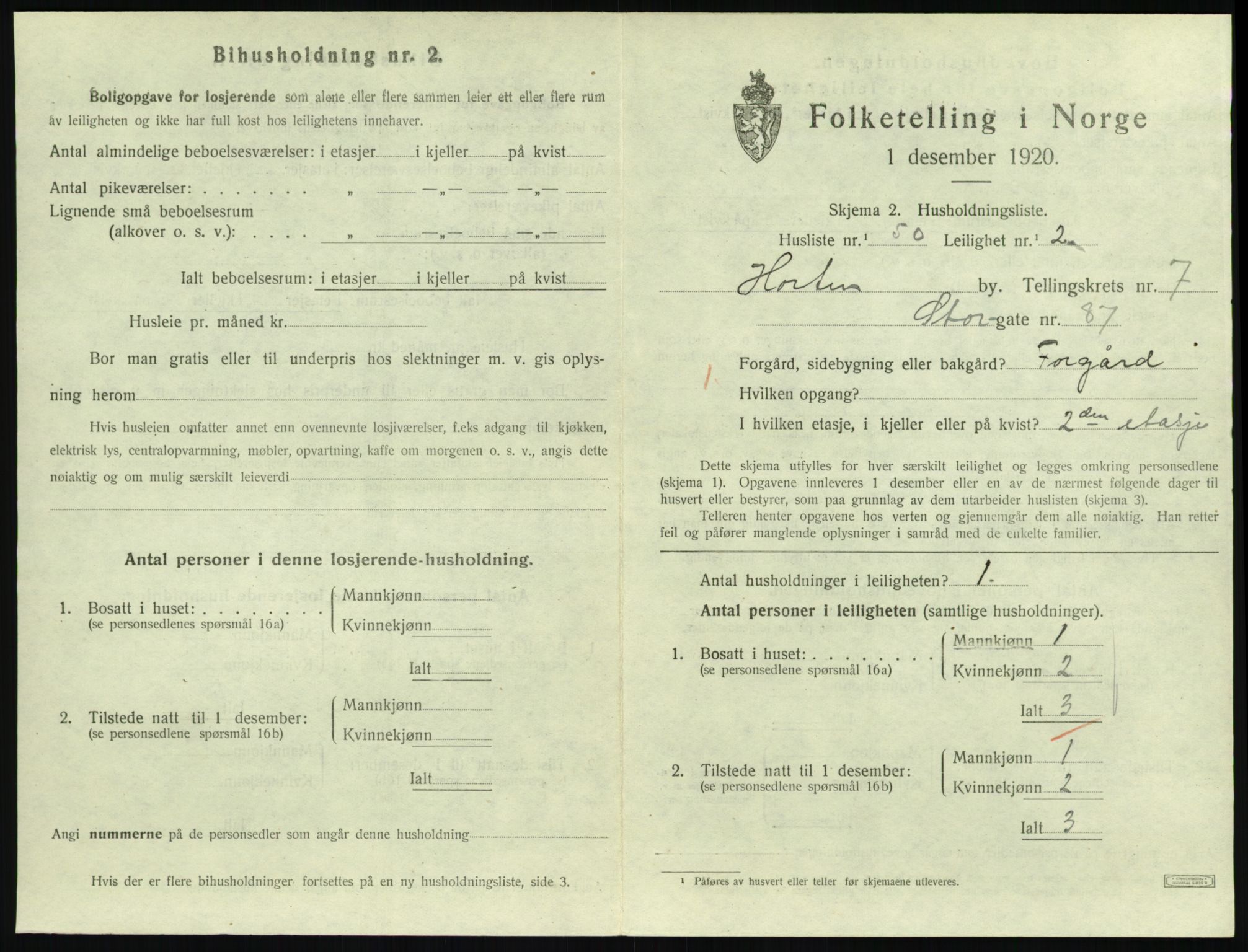 SAKO, 1920 census for Horten, 1920, p. 7393