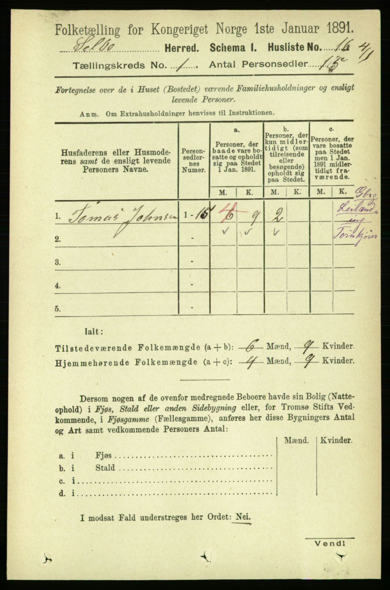 RA, 1891 census for 1664 Selbu, 1891, p. 60