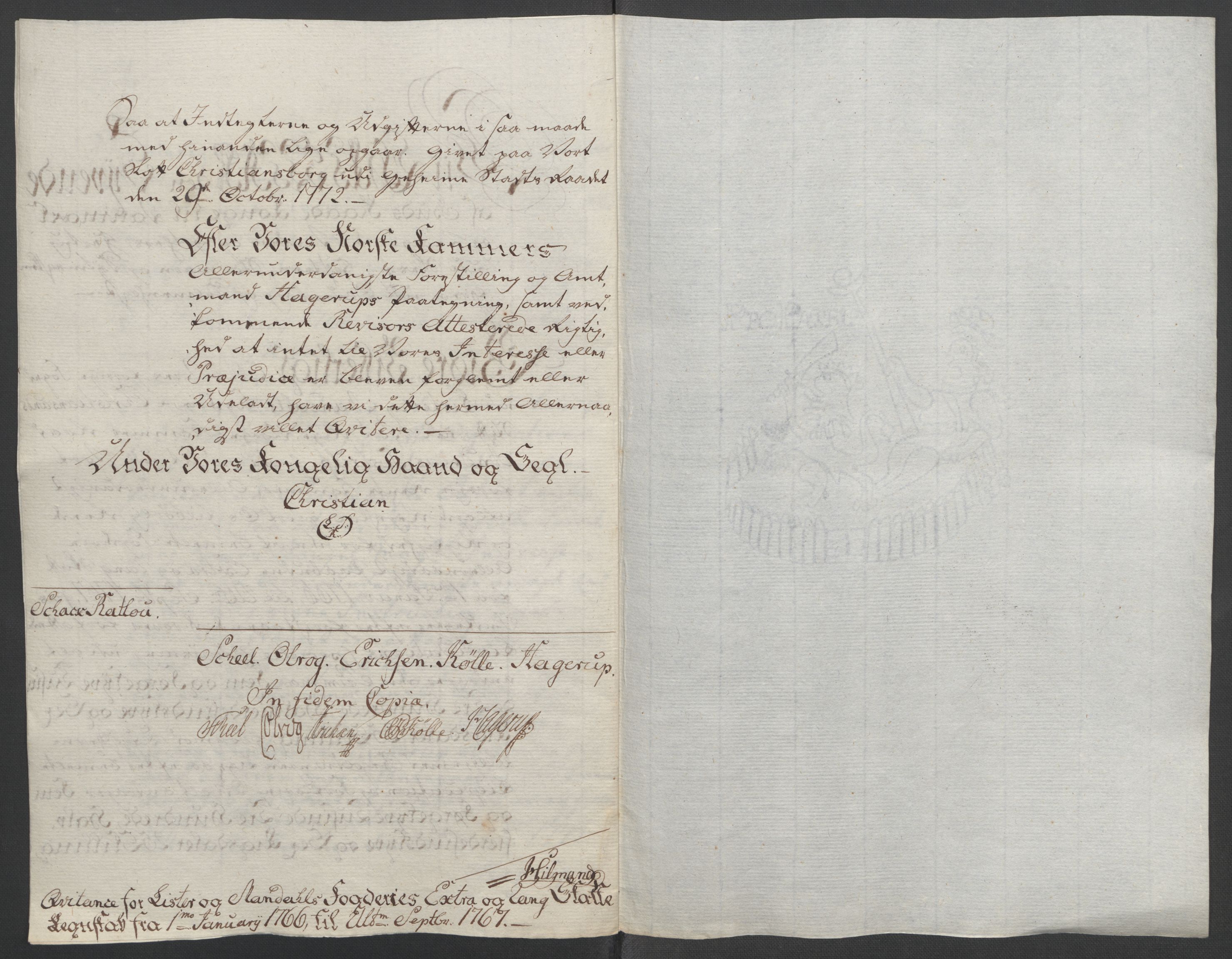 Rentekammeret inntil 1814, Reviderte regnskaper, Fogderegnskap, RA/EA-4092/R45/L2704: Ekstraskatten Lista og Mandal, 1762-1768, p. 222