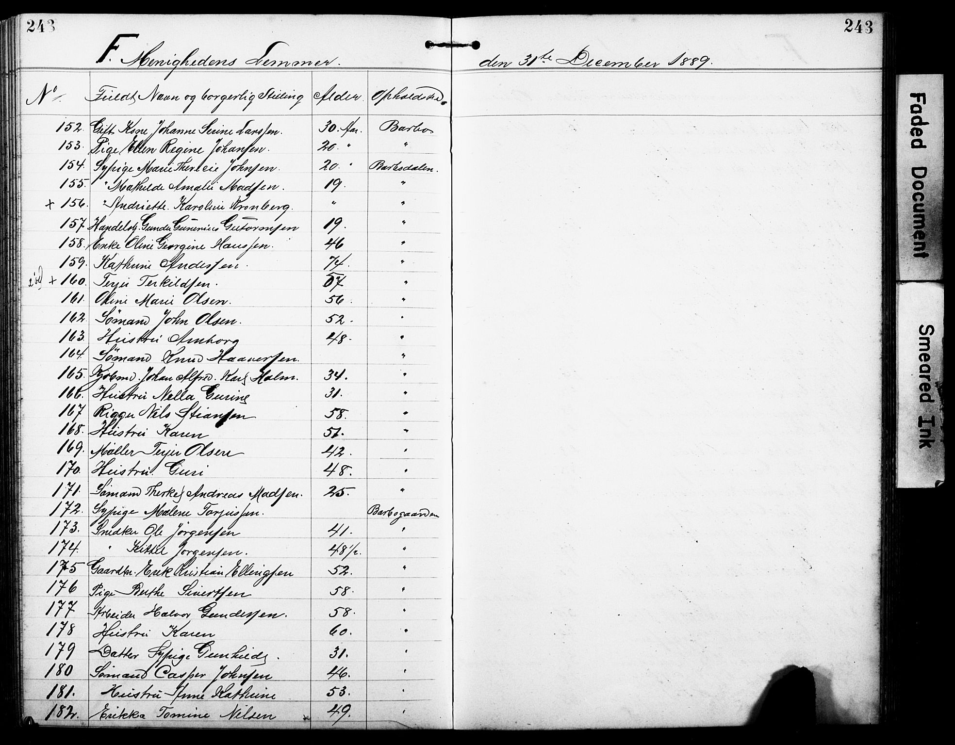 Den evangelisk-lutherske frimenighet, Arendal, AV/SAK-1292-0005/F/Fa/L0002: Dissenter register no. F 6, 1884-1908, p. 243