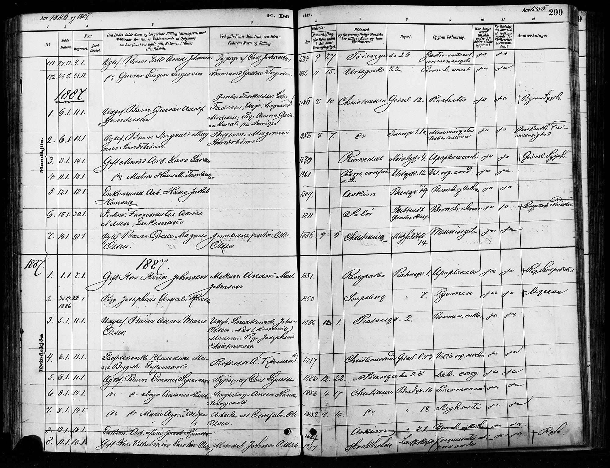 Grønland prestekontor Kirkebøker, SAO/A-10848/F/Fa/L0008: Parish register (official) no. 8, 1881-1893, p. 299
