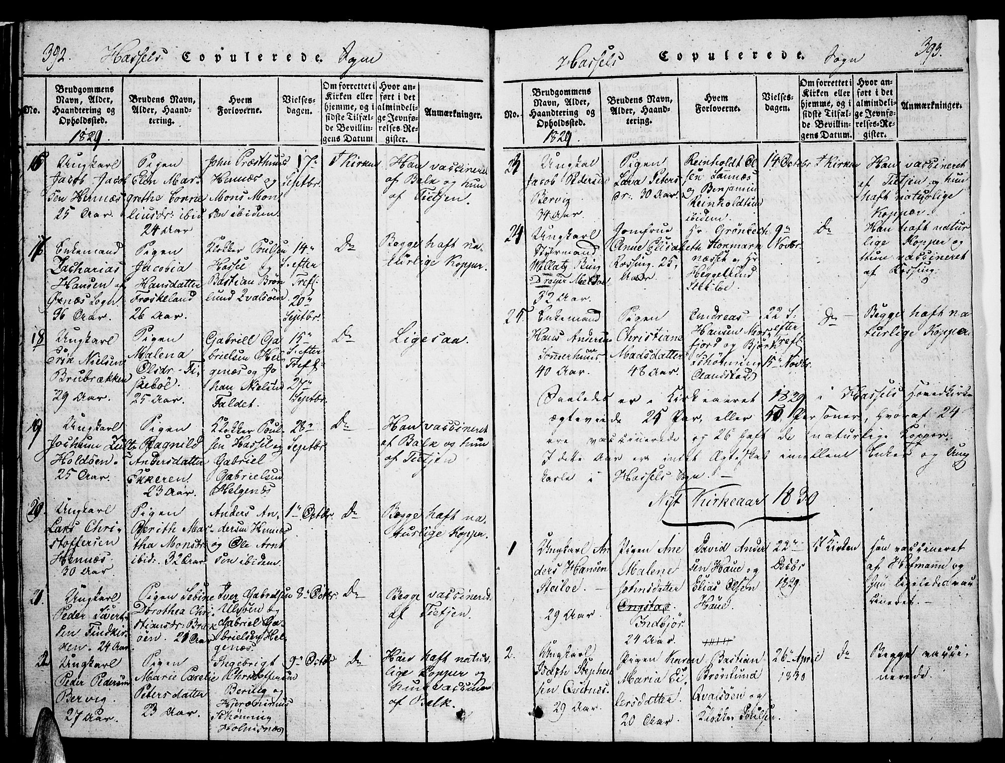 Ministerialprotokoller, klokkerbøker og fødselsregistre - Nordland, SAT/A-1459/888/L1237: Parish register (official) no. 888A05 /1, 1820-1836, p. 392-393