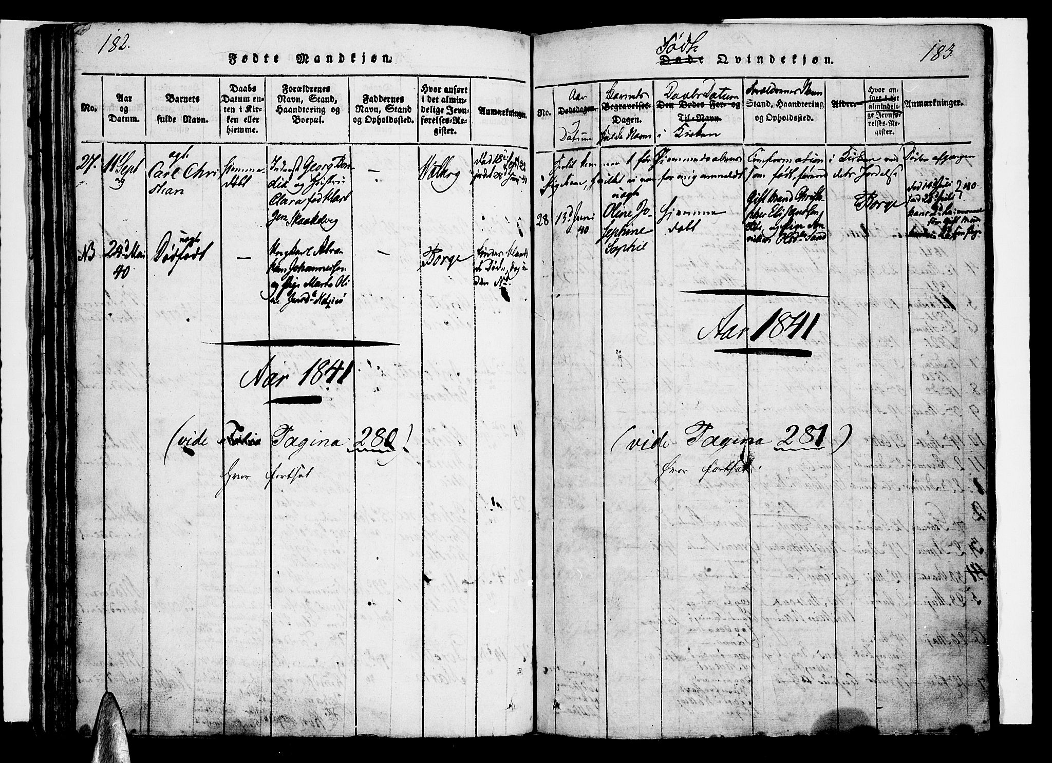 Ministerialprotokoller, klokkerbøker og fødselsregistre - Nordland, AV/SAT-A-1459/880/L1130: Parish register (official) no. 880A04, 1821-1843, p. 182-183