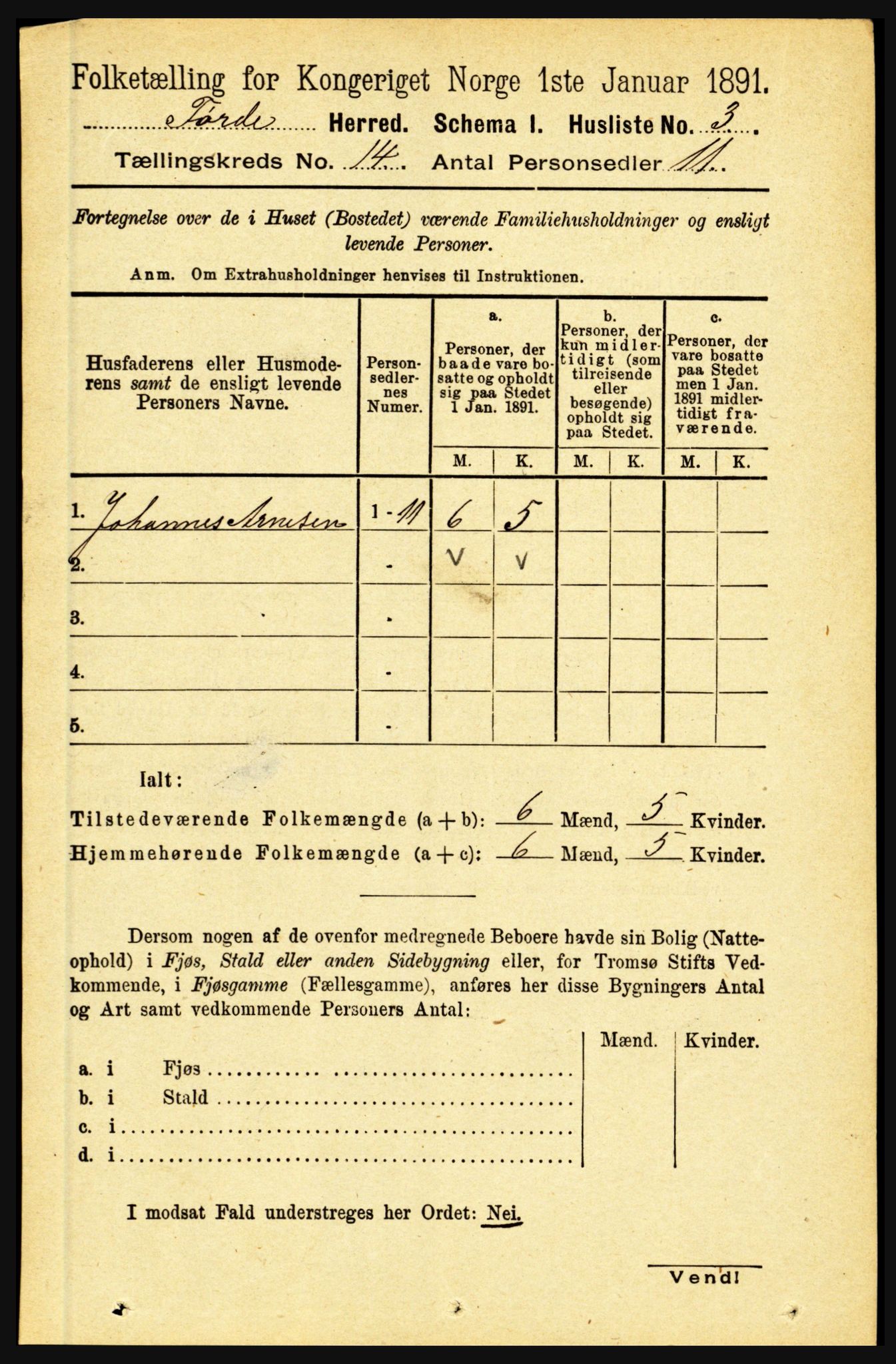 RA, 1891 census for 1432 Førde, 1891, p. 5062