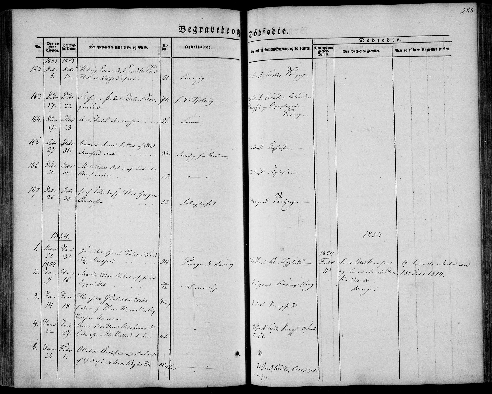 Larvik kirkebøker, SAKO/A-352/F/Fa/L0003: Parish register (official) no. I 3, 1848-1856, p. 288