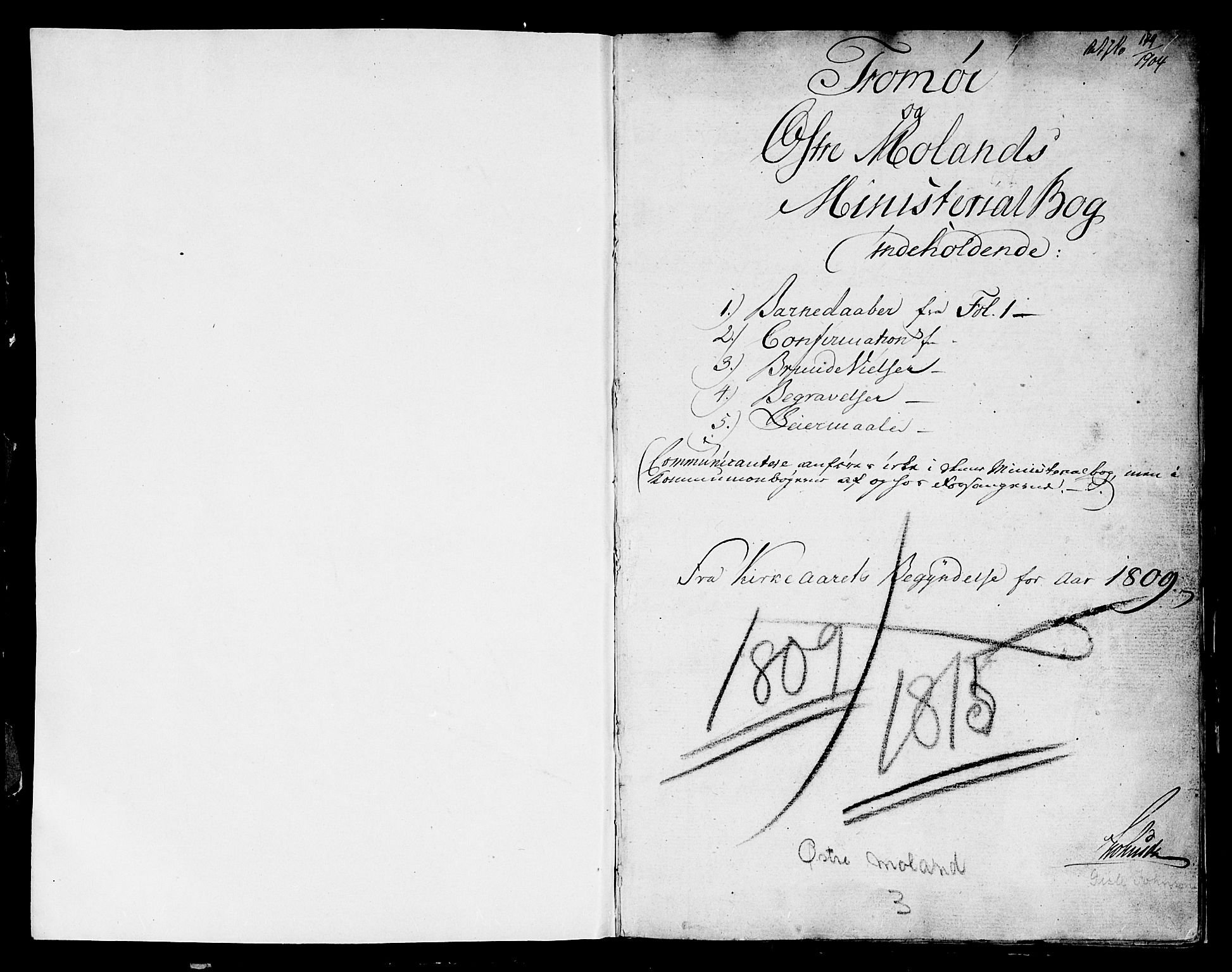 Austre Moland sokneprestkontor, SAK/1111-0001/F/Fa/Faa/L0003: Parish register (official) no. A 3, 1808-1815