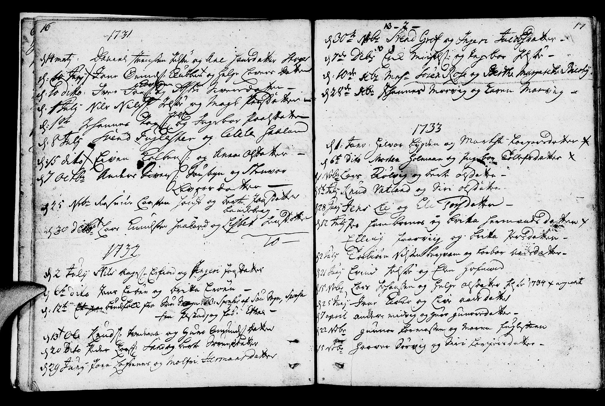 Jelsa sokneprestkontor, SAST/A-101842/01/IV: Parish register (official) no. A 1, 1695-1737, p. 16-17