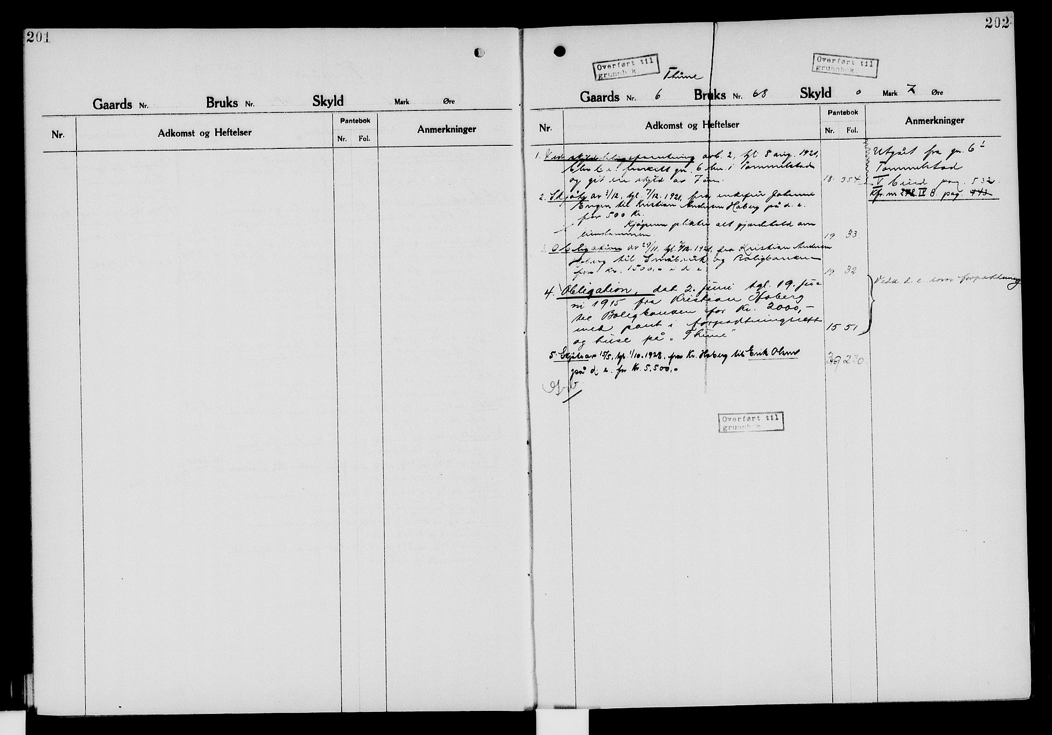 Nord-Hedmark sorenskriveri, SAH/TING-012/H/Ha/Had/Hade/L0006: Mortgage register no. 4.6, 1920-1940, p. 201-202