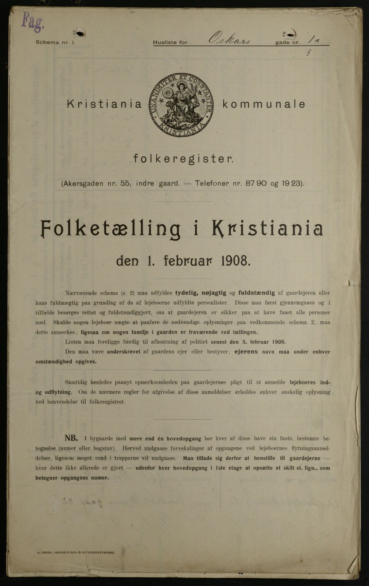 OBA, Municipal Census 1908 for Kristiania, 1908, p. 68153
