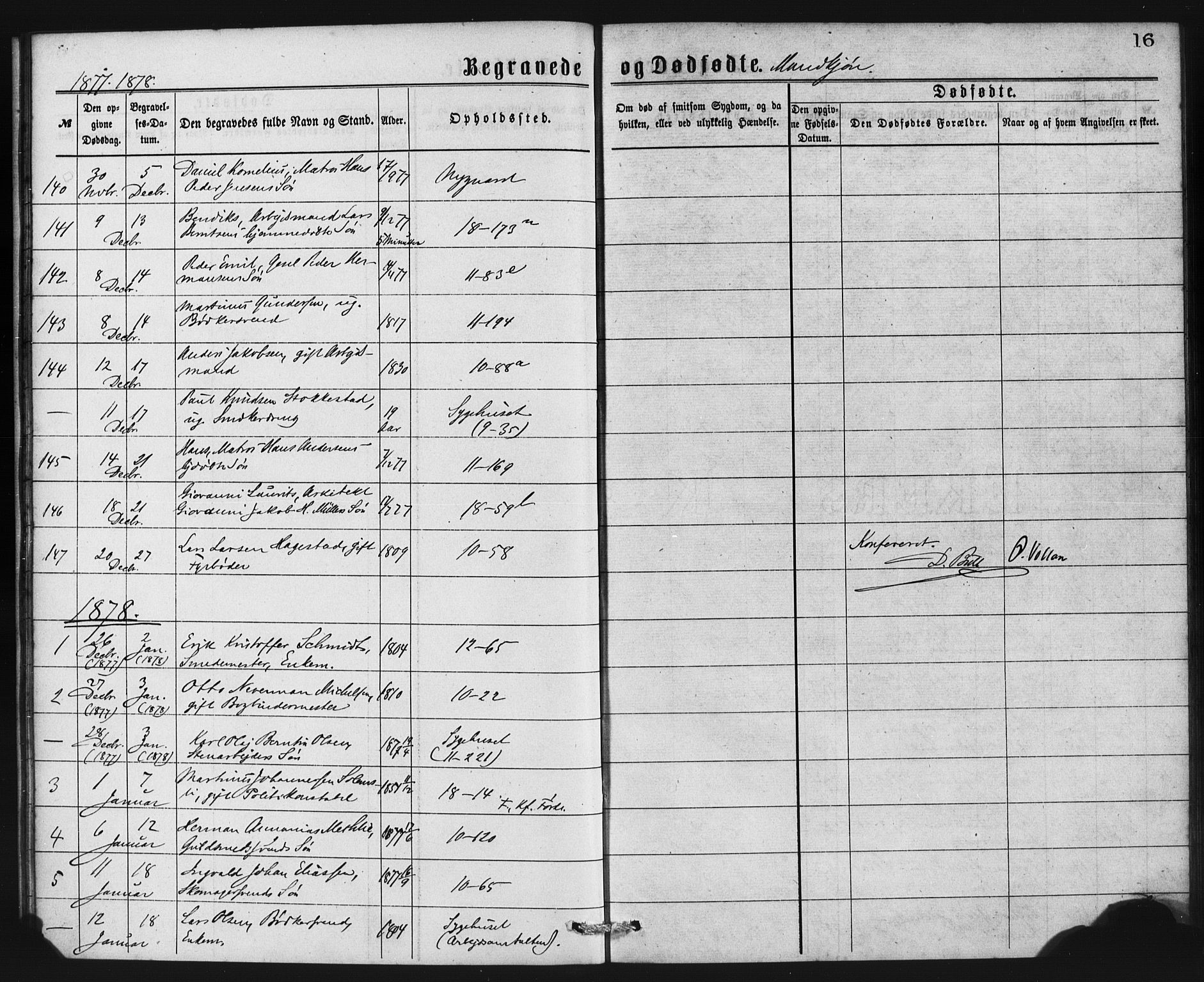 Domkirken sokneprestembete, SAB/A-74801/H/Haa: Parish register (official) no. E 4, 1877-1881, p. 16