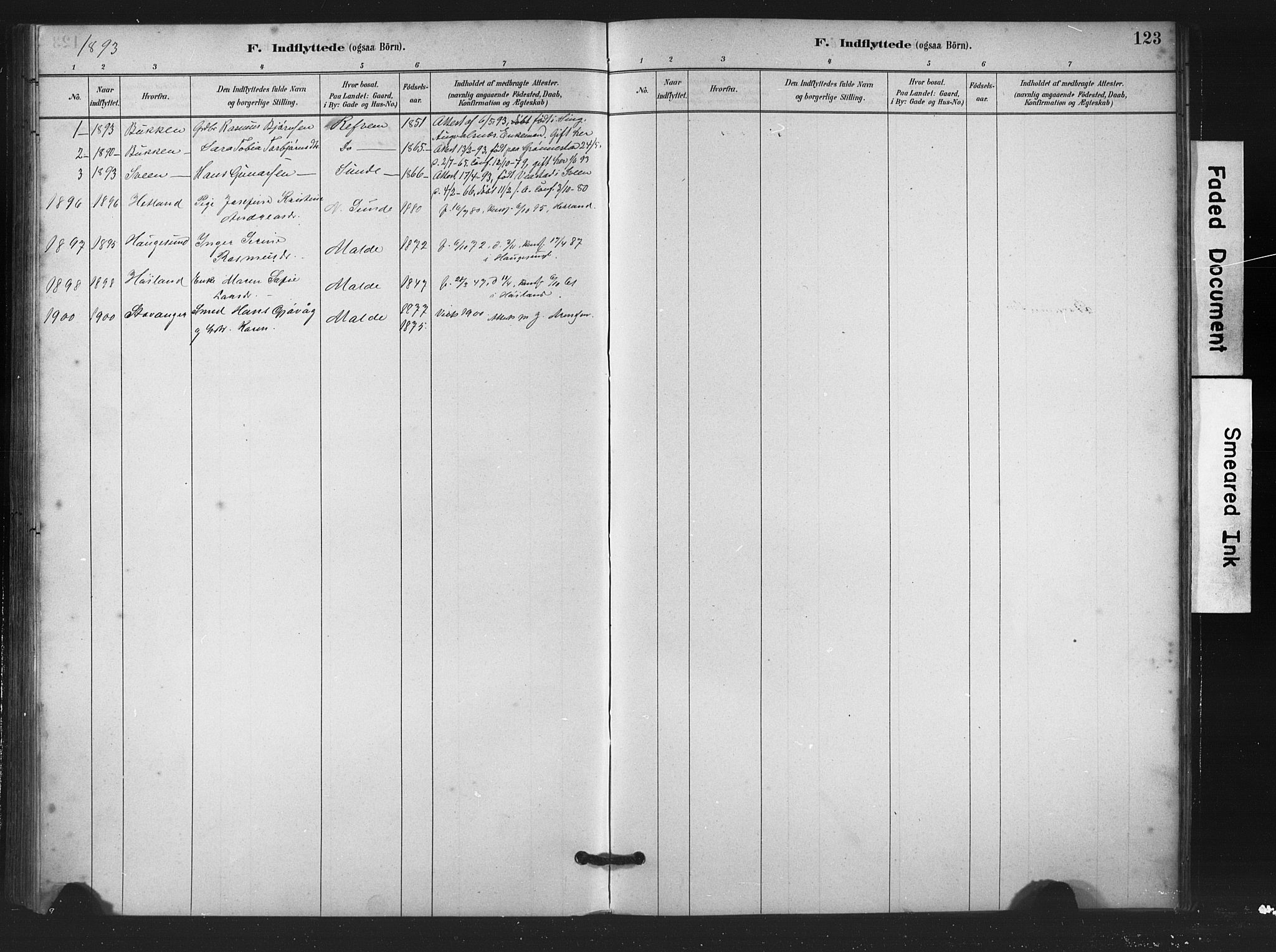 Håland sokneprestkontor, SAST/A-101802/001/30BA/L0011: Parish register (official) no. A 10, 1883-1900, p. 123