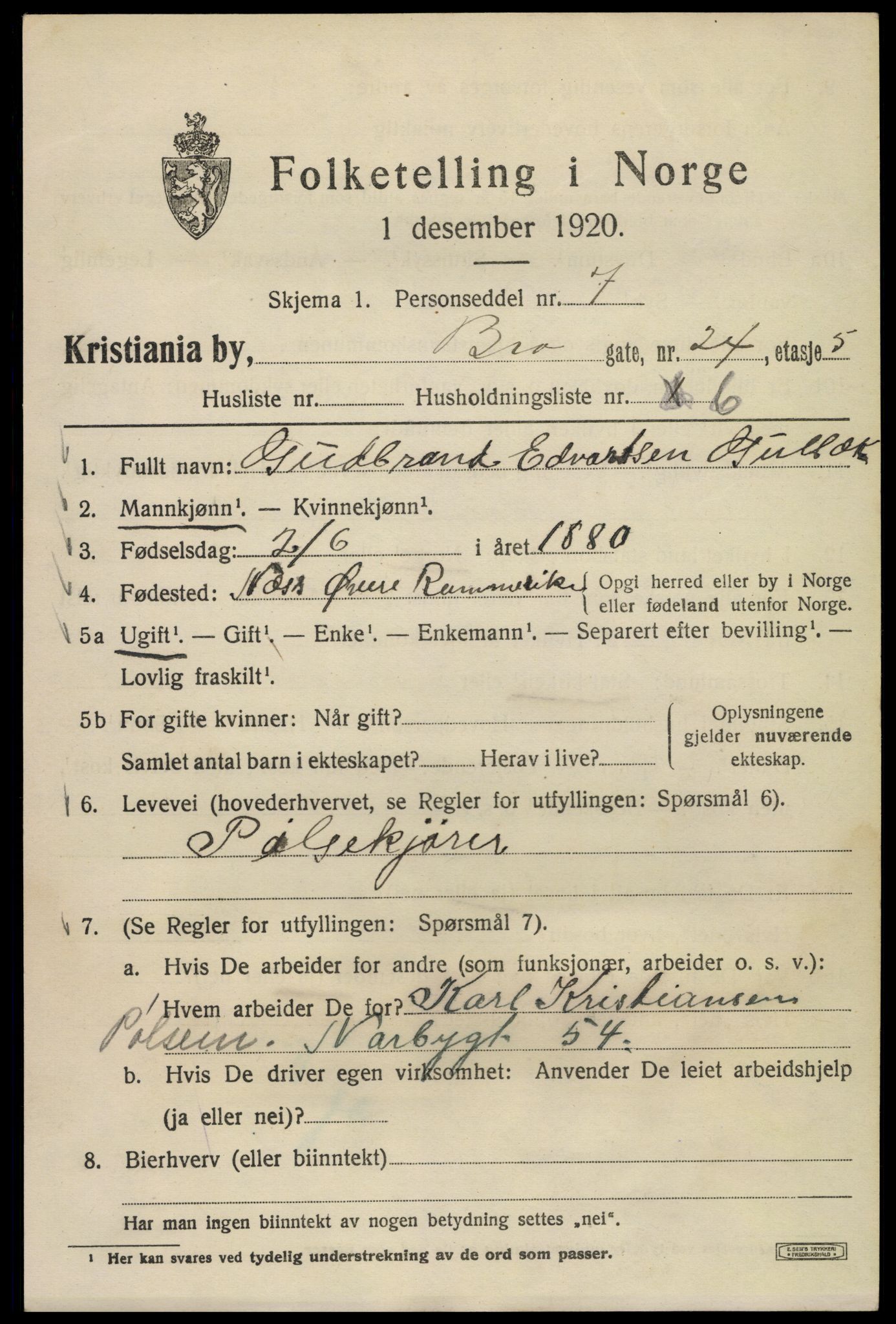 SAO, 1920 census for Kristiania, 1920, p. 175743