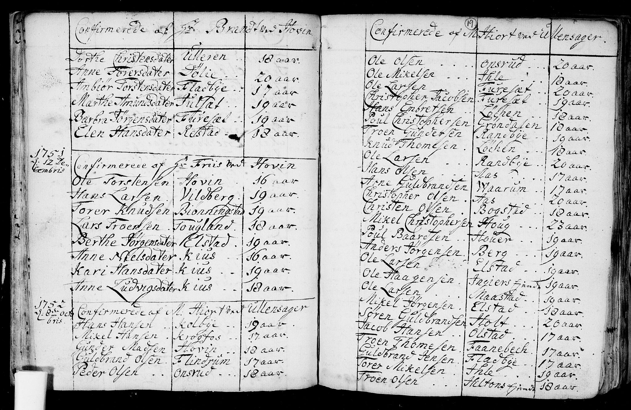 Ullensaker prestekontor Kirkebøker, AV/SAO-A-10236a/F/Fa/L0008: Parish register (official) no. I 8, 1738-1810, p. 19