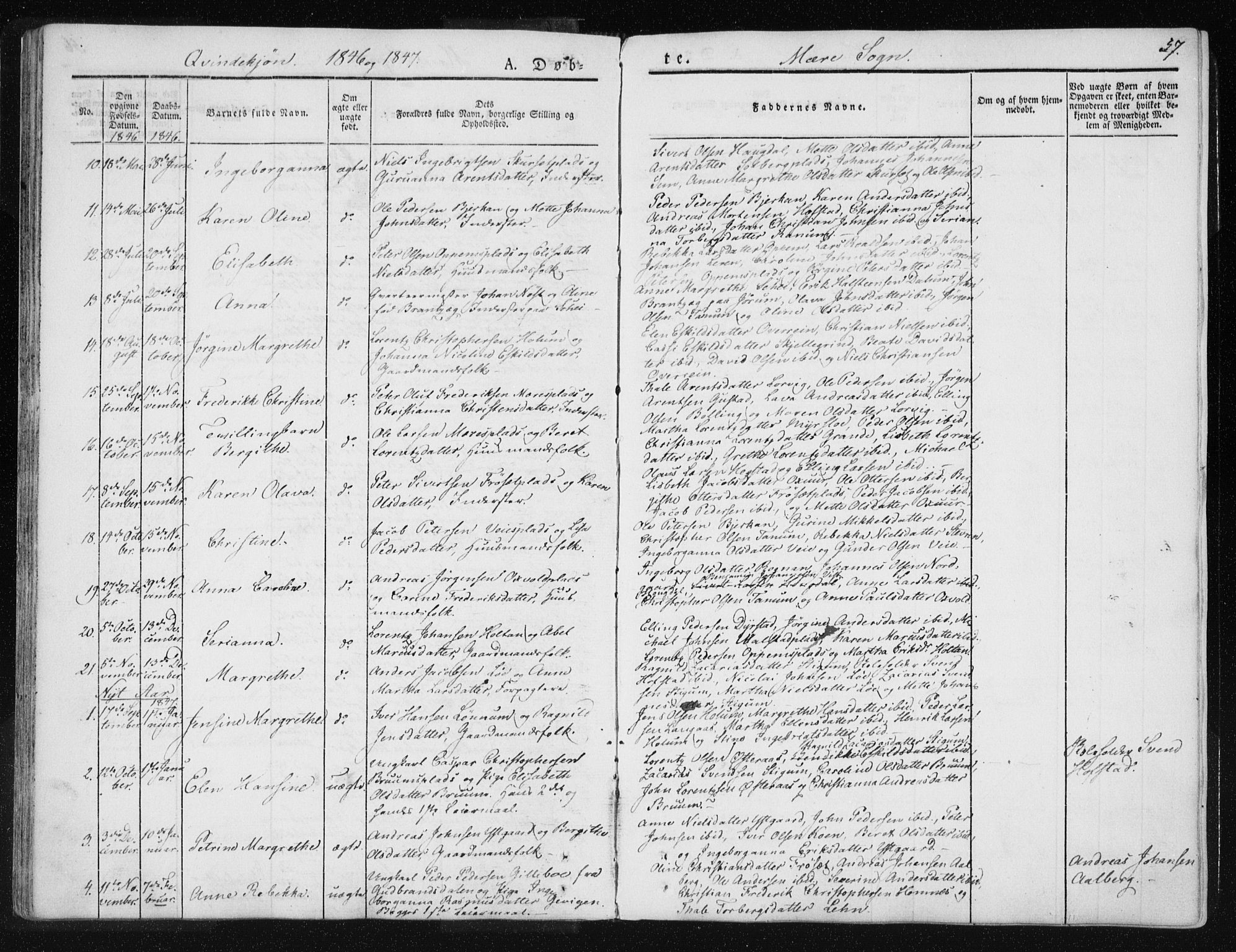 Ministerialprotokoller, klokkerbøker og fødselsregistre - Nord-Trøndelag, SAT/A-1458/735/L0339: Parish register (official) no. 735A06 /1, 1836-1848, p. 57