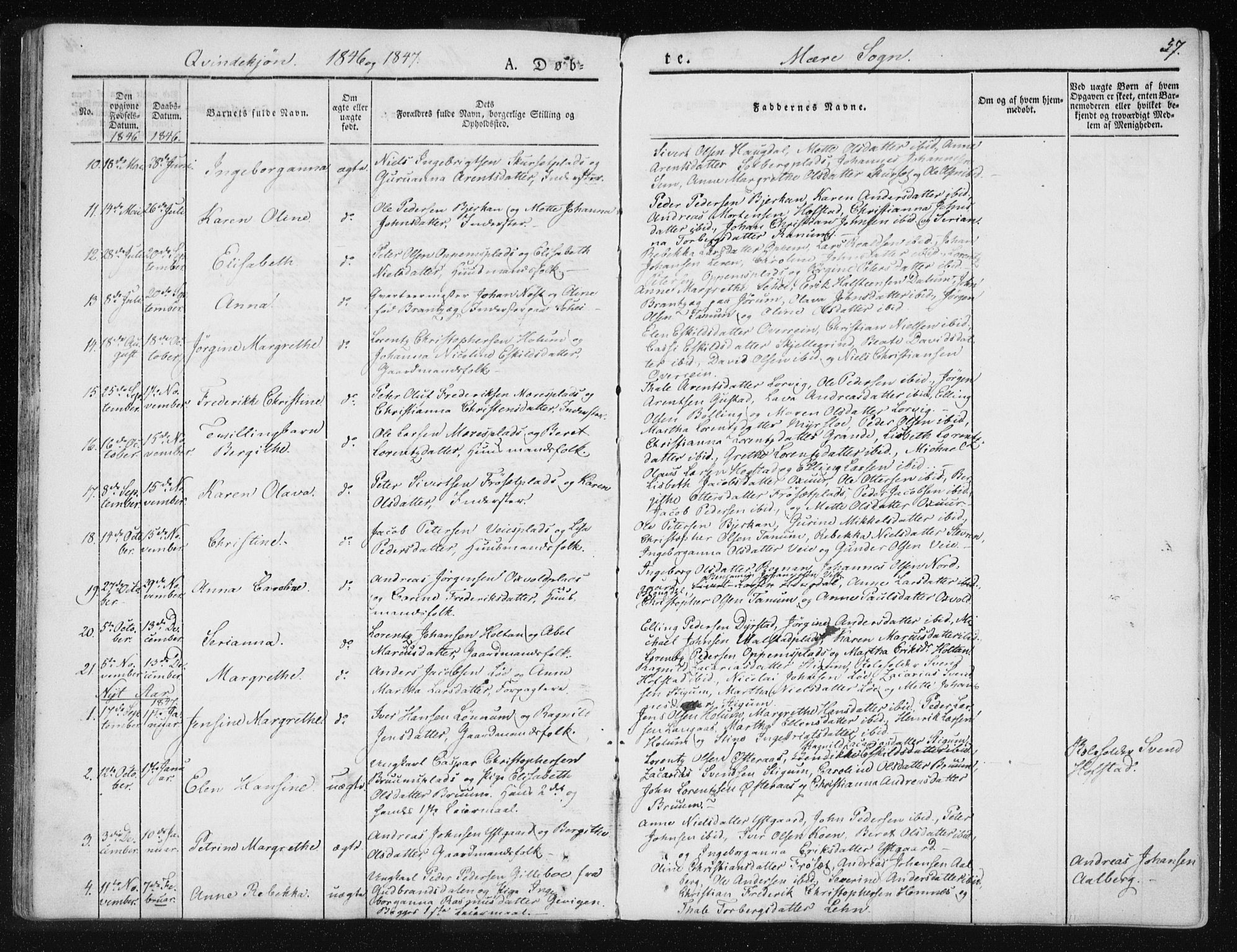 Ministerialprotokoller, klokkerbøker og fødselsregistre - Nord-Trøndelag, AV/SAT-A-1458/735/L0339: Parish register (official) no. 735A06 /1, 1836-1848, p. 57