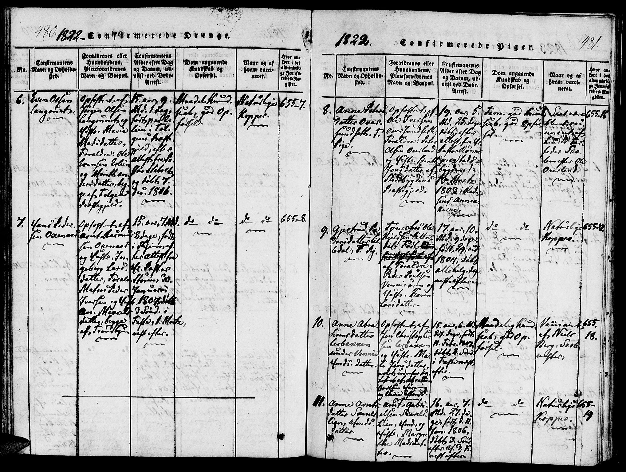 Ministerialprotokoller, klokkerbøker og fødselsregistre - Nord-Trøndelag, SAT/A-1458/733/L0322: Parish register (official) no. 733A01, 1817-1842, p. 480-481