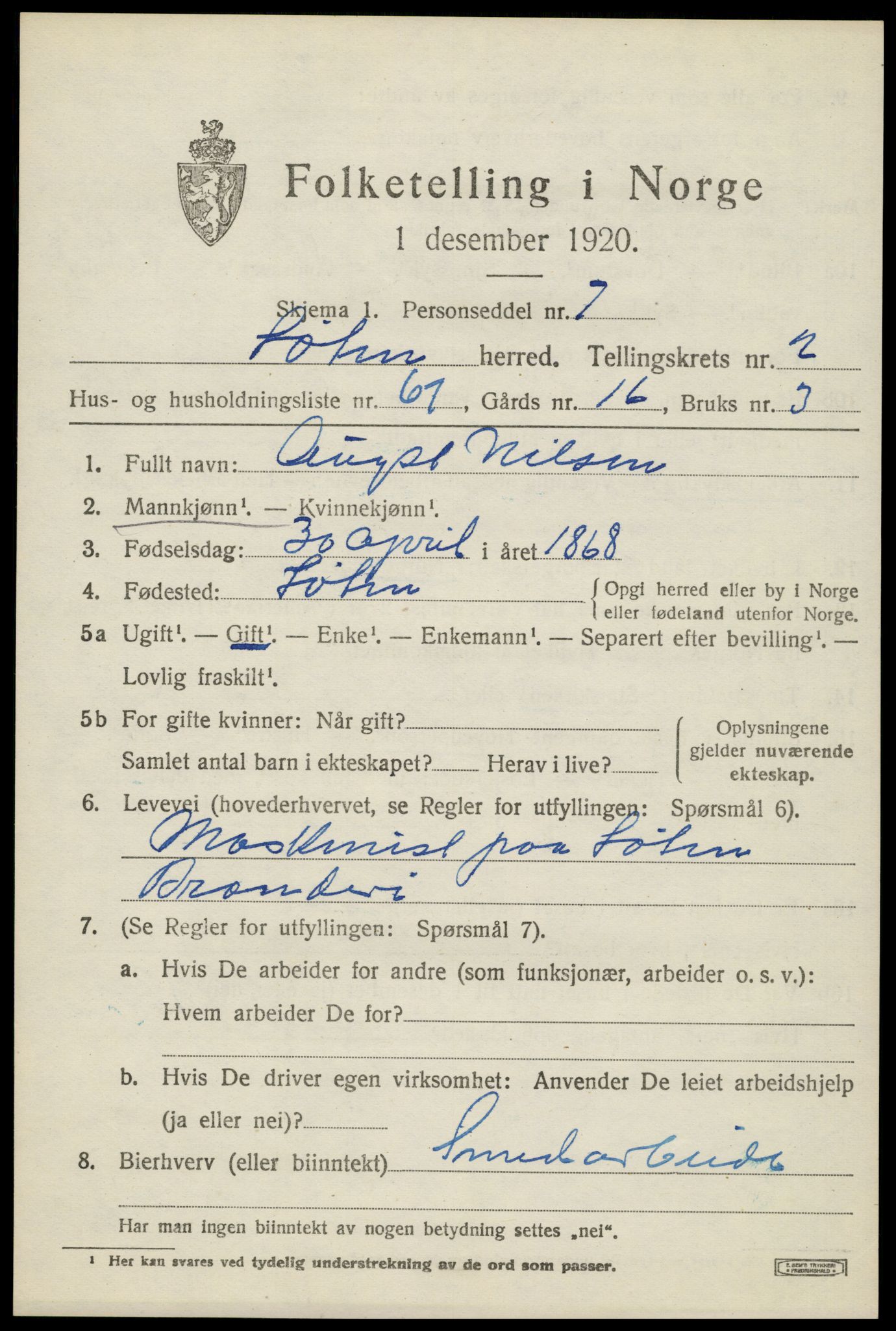 SAH, 1920 census for Løten, 1920, p. 5577