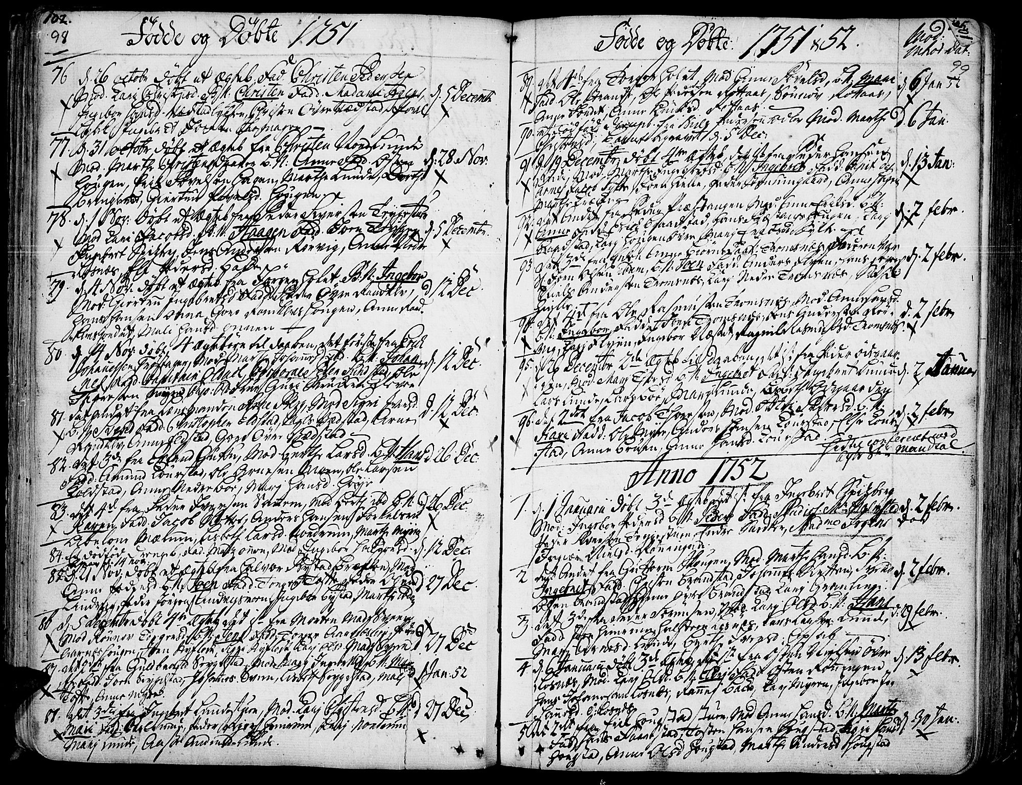 Ringebu prestekontor, AV/SAH-PREST-082/H/Ha/Haa/L0002: Parish register (official) no. 2, 1734-1780, p. 98-99