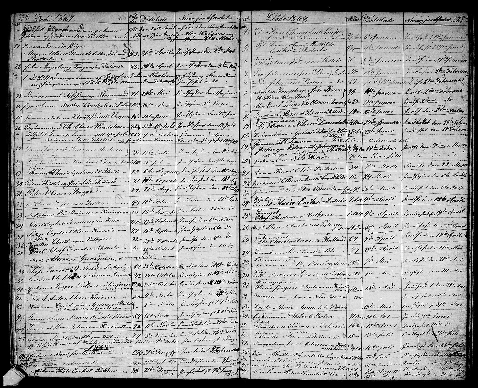 Eiker kirkebøker, AV/SAKO-A-4/G/Gb/L0002: Parish register (copy) no. II 2, 1865-1879, p. 224-225