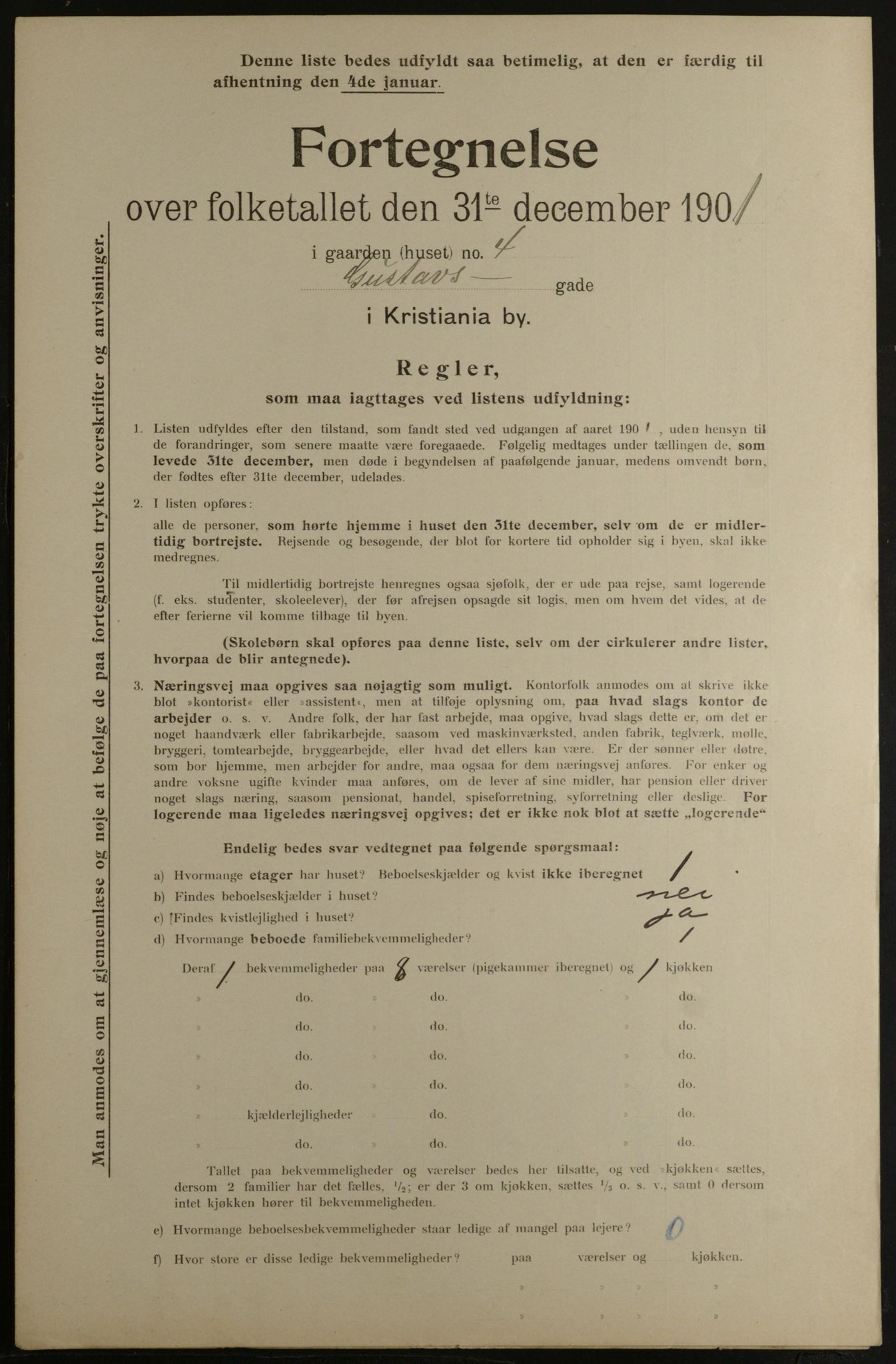 OBA, Municipal Census 1901 for Kristiania, 1901, p. 5275