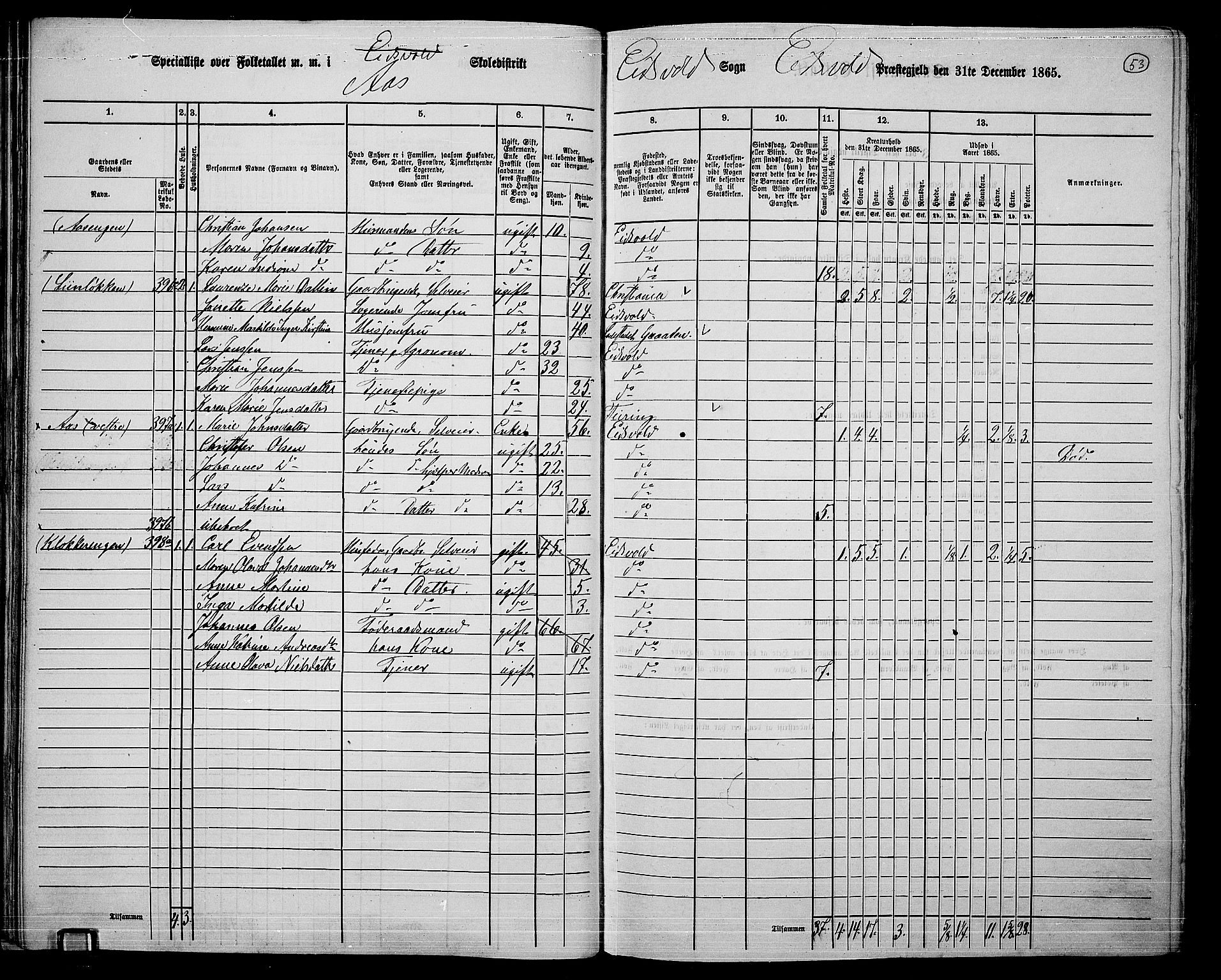 RA, 1865 census for Eidsvoll, 1865, p. 46