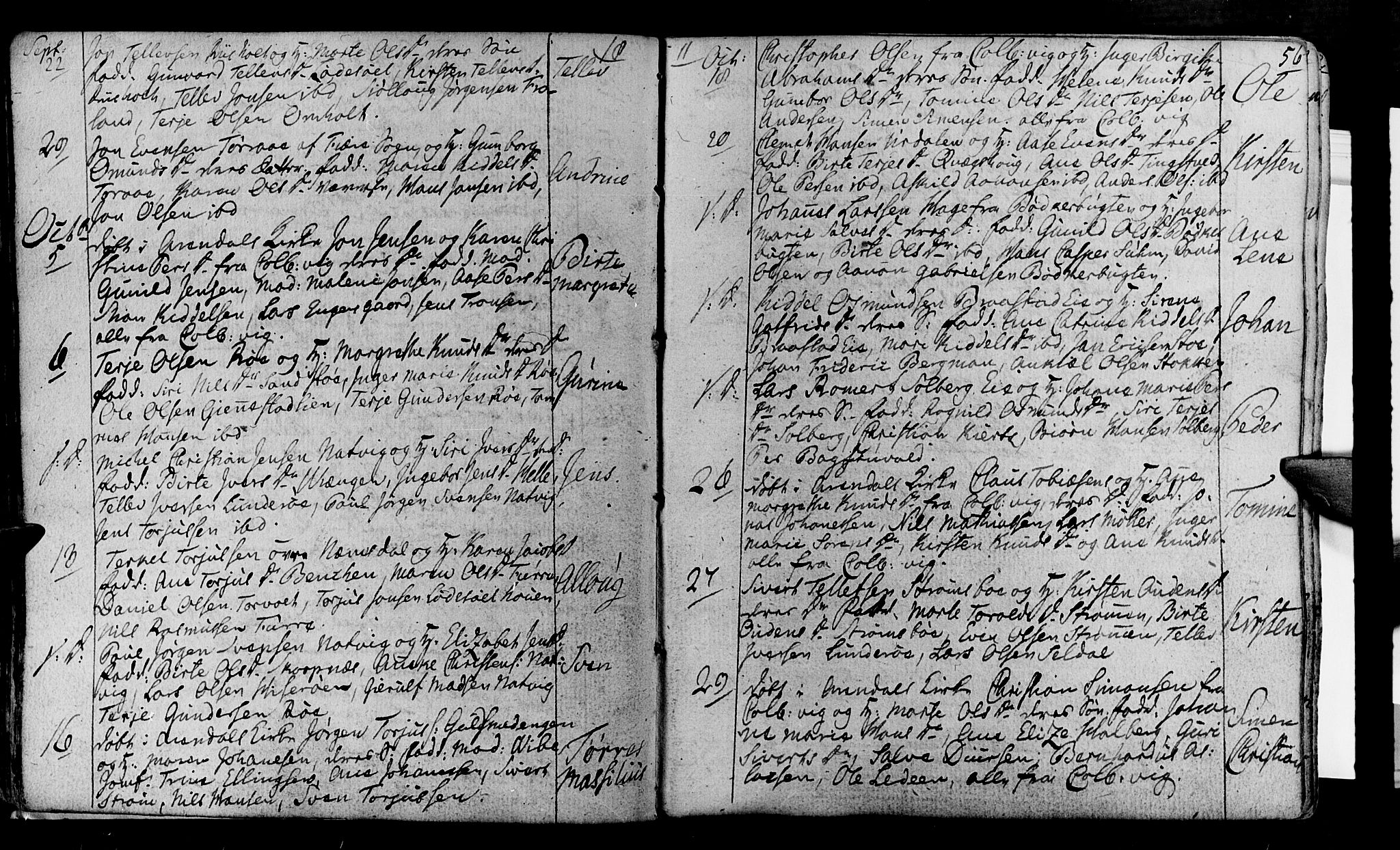 Øyestad sokneprestkontor, AV/SAK-1111-0049/F/Fa/L0011: Parish register (official) no. A 11, 1805-1824, p. 56