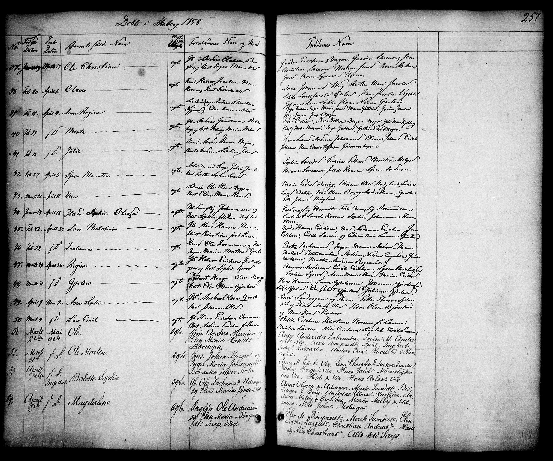Skjeberg prestekontor Kirkebøker, SAO/A-10923/F/Fa/L0006: Parish register (official) no. I 6, 1846-1858, p. 257