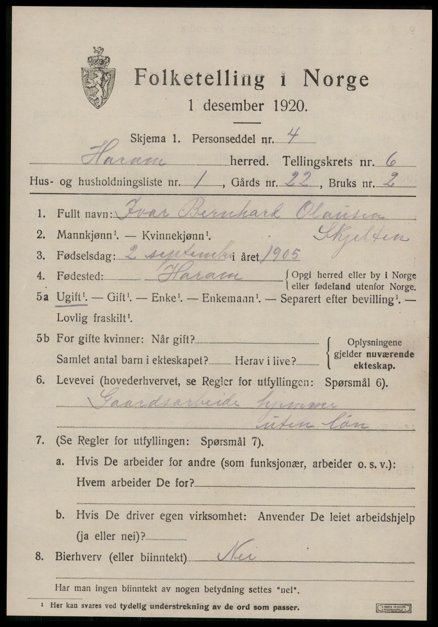 SAT, 1920 census for Haram, 1920, p. 3235