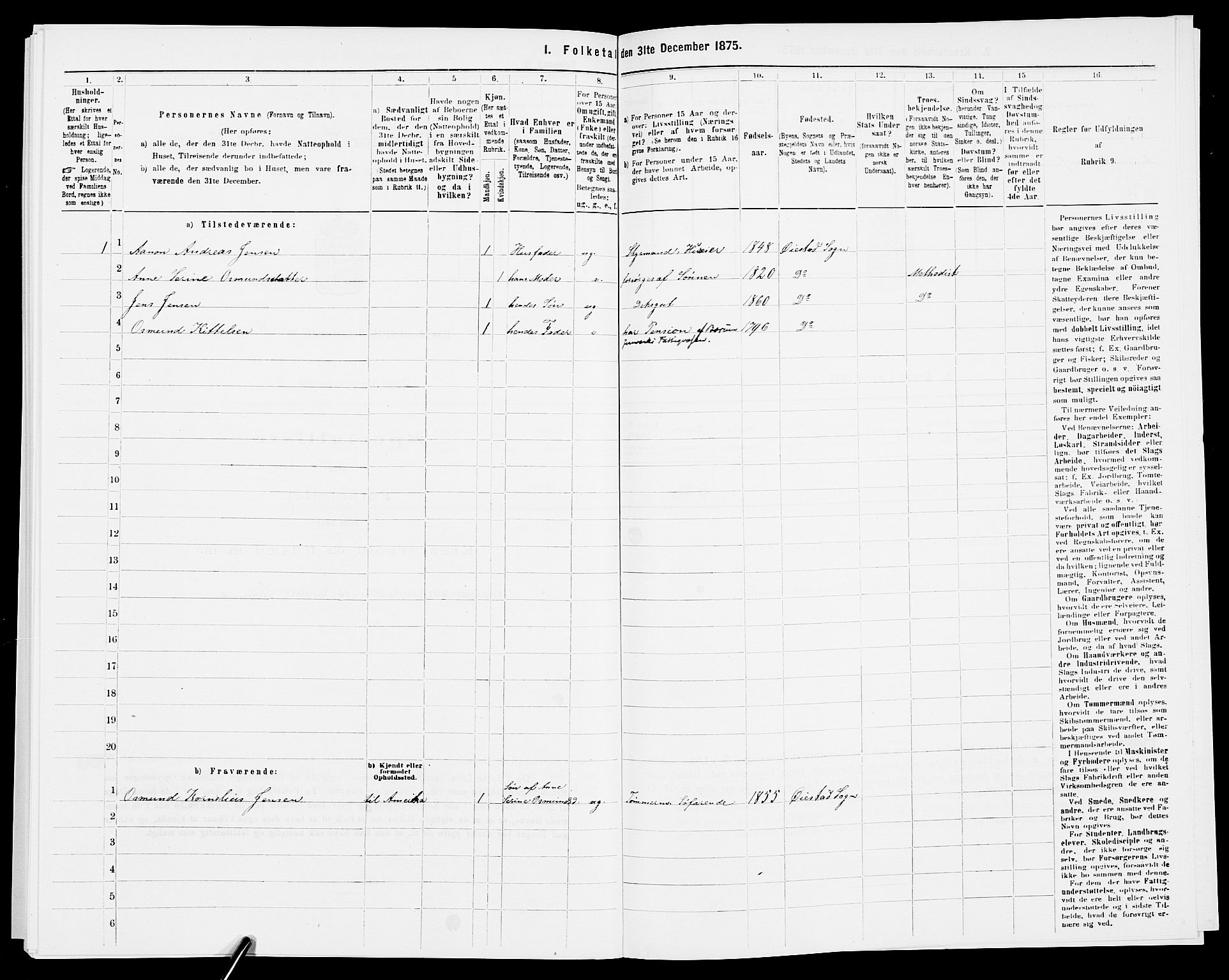 SAK, 1875 census for 0922P Hisøy, 1875, p. 711