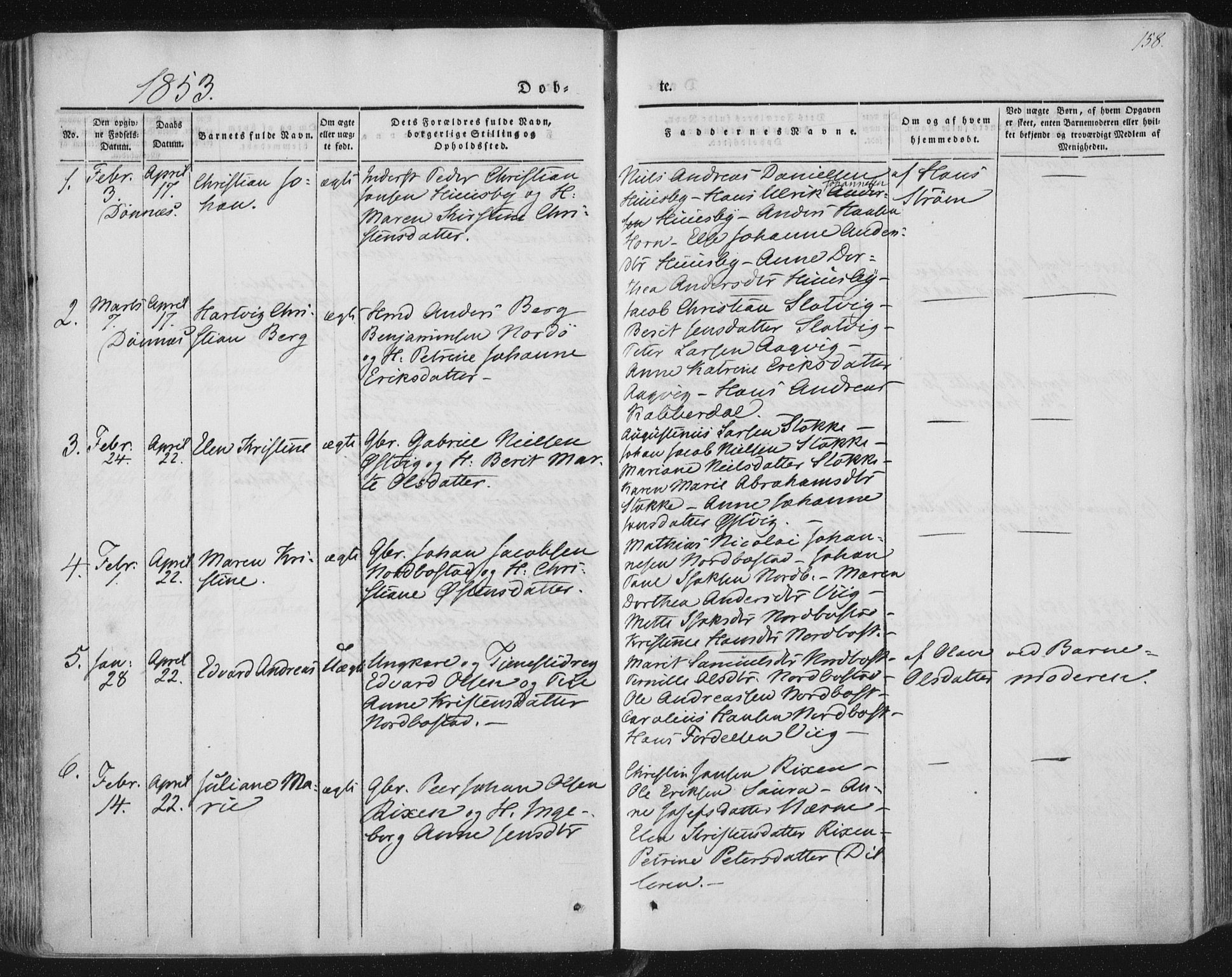 Ministerialprotokoller, klokkerbøker og fødselsregistre - Nordland, AV/SAT-A-1459/838/L0549: Parish register (official) no. 838A07, 1840-1854, p. 158