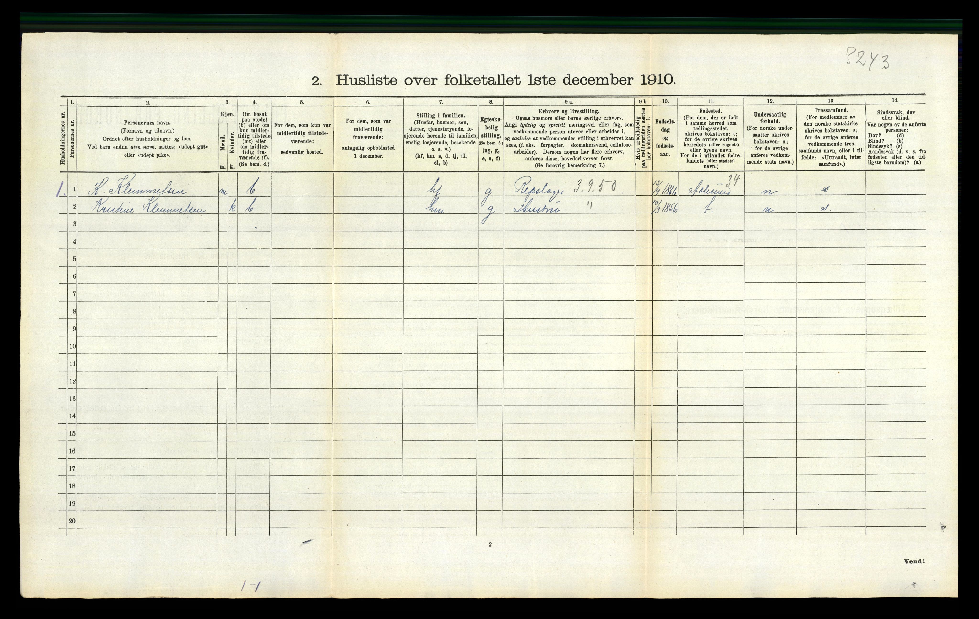 RA, 1910 census for Fredriksvern, 1910, p. 189