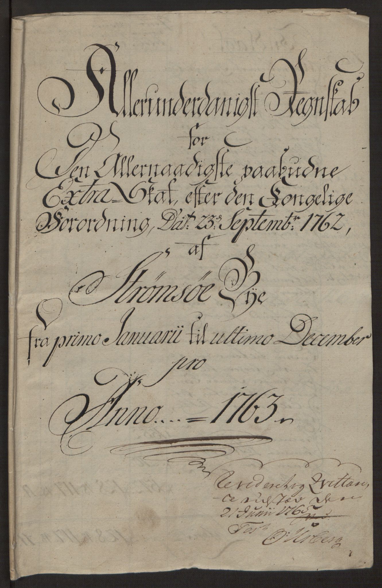 Rentekammeret inntil 1814, Reviderte regnskaper, Byregnskaper, RA/EA-4066/R/Rg/L0144/0001: [G4] Kontribusjonsregnskap / Ekstraskatt, 1762-1767, p. 68