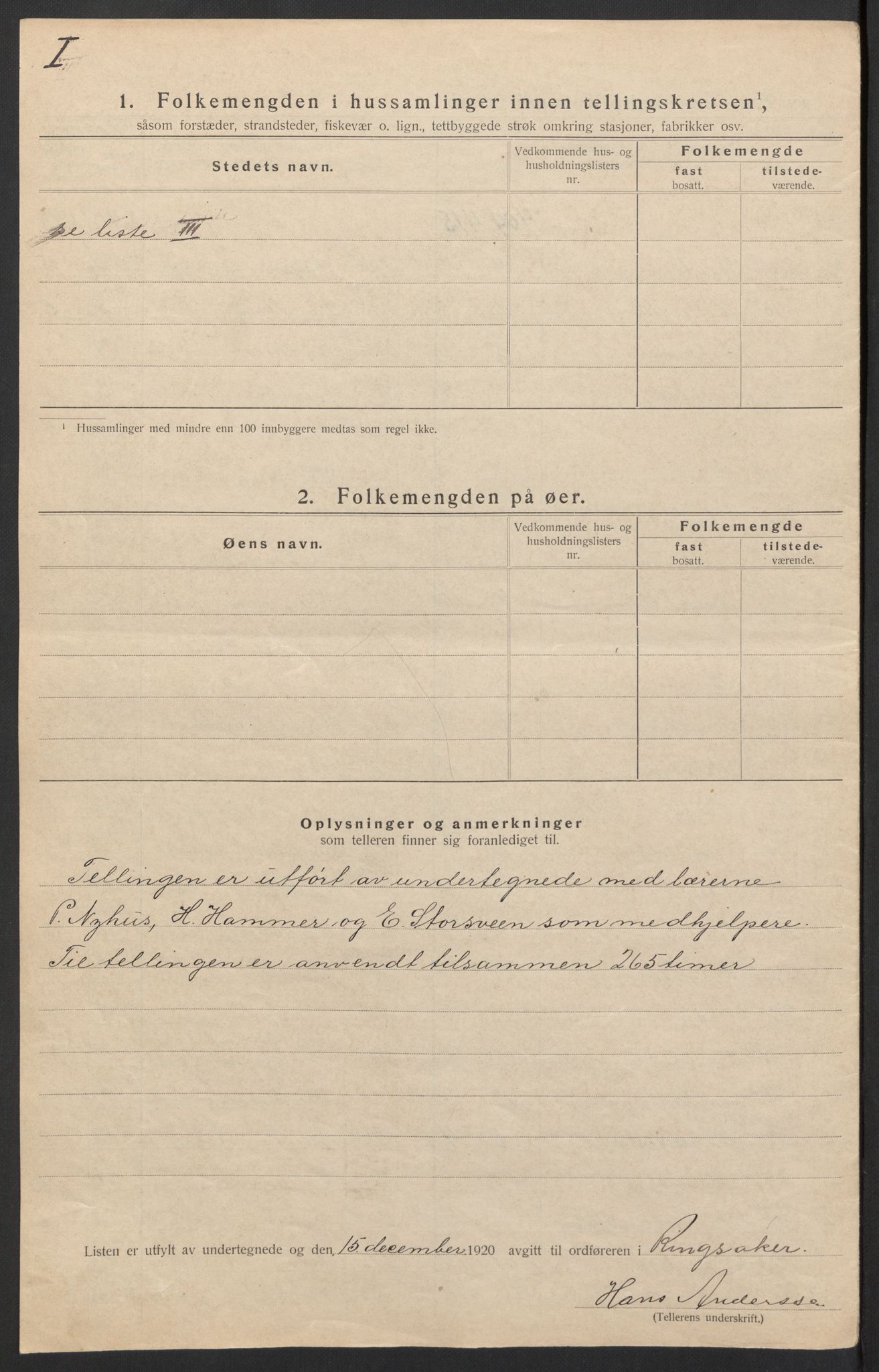 SAH, 1920 census for Ringsaker, 1920, p. 41