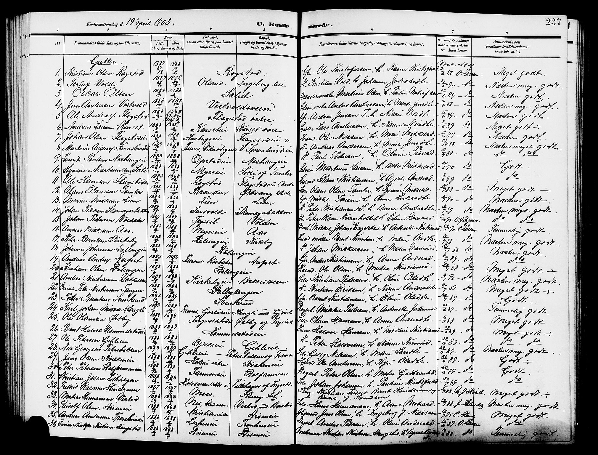 Vang prestekontor, Hedmark, SAH/PREST-008/H/Ha/Hab/L0014: Parish register (copy) no. 14, 1896-1914, p. 237