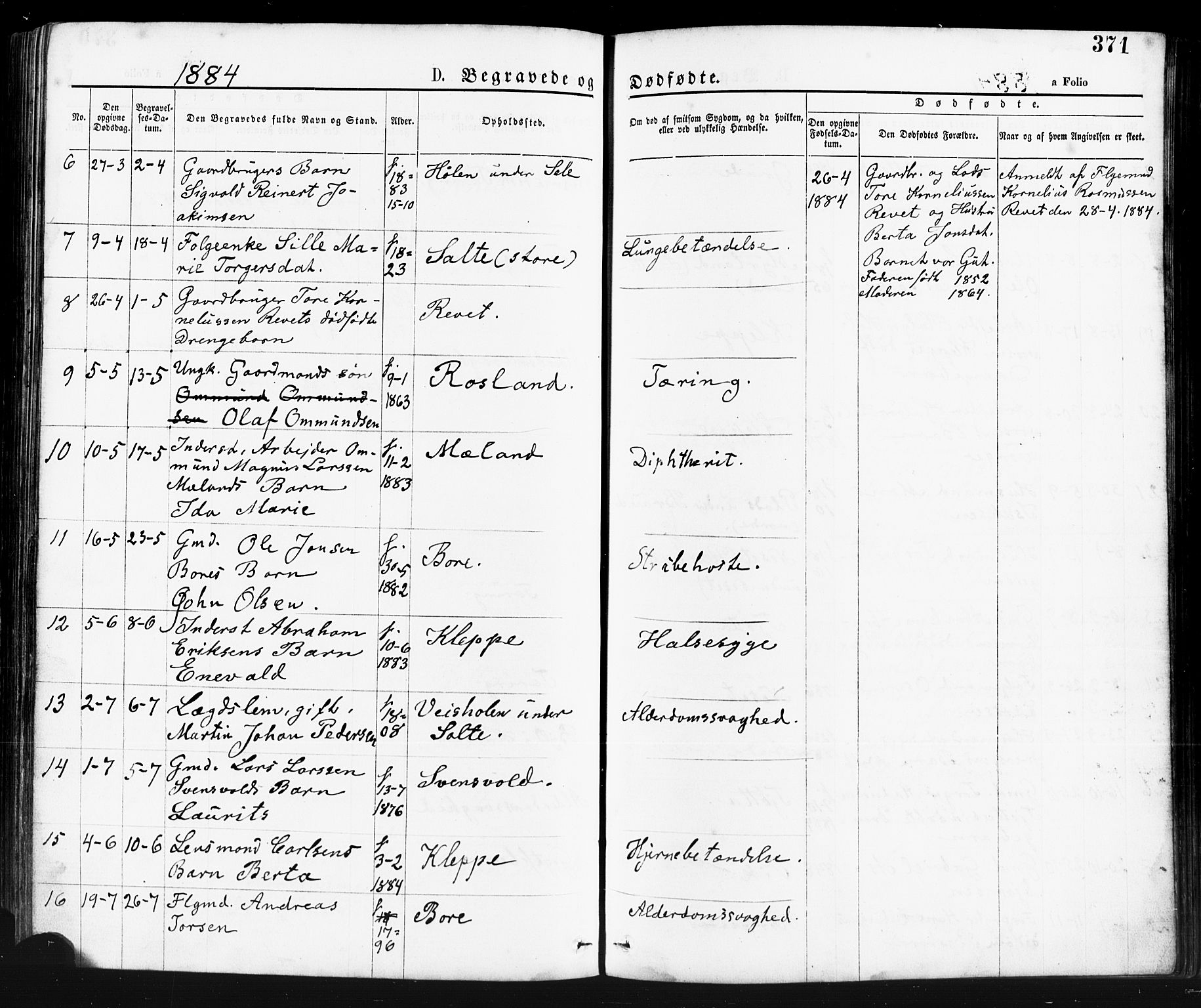 Klepp sokneprestkontor, AV/SAST-A-101803/001/3/30BA/L0006: Parish register (official) no. A 6, 1871-1885, p. 371