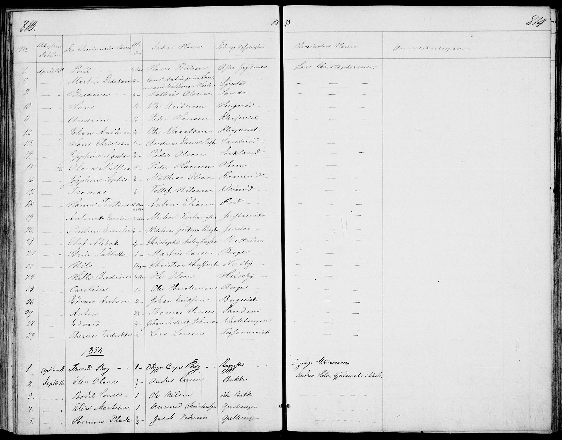 Våle kirkebøker, SAKO/A-334/F/Fa/L0009b: Parish register (official) no. I 9B, 1841-1860, p. 813-814