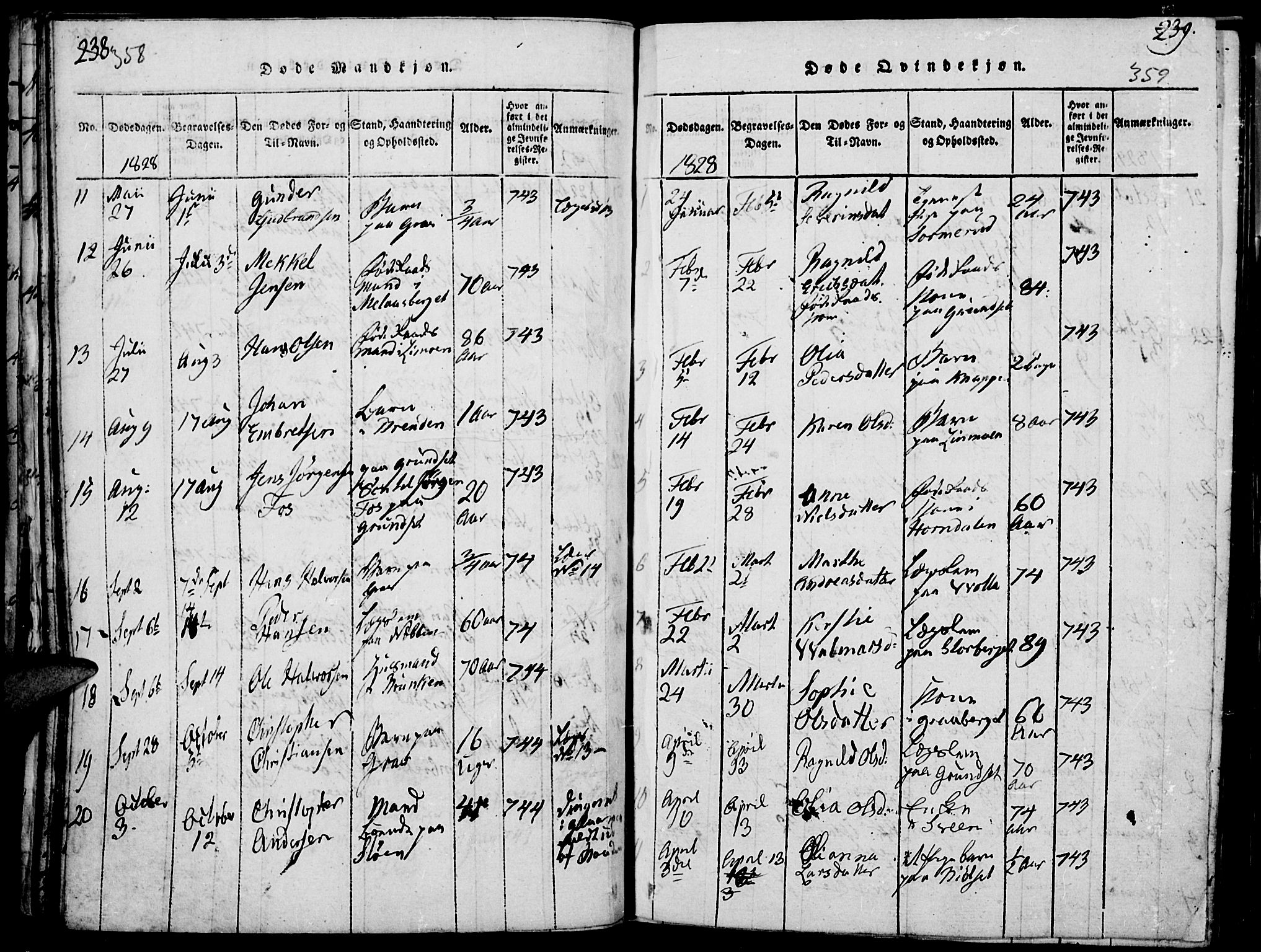 Elverum prestekontor, AV/SAH-PREST-044/H/Ha/Haa/L0007: Parish register (official) no. 7, 1815-1830, p. 358-359