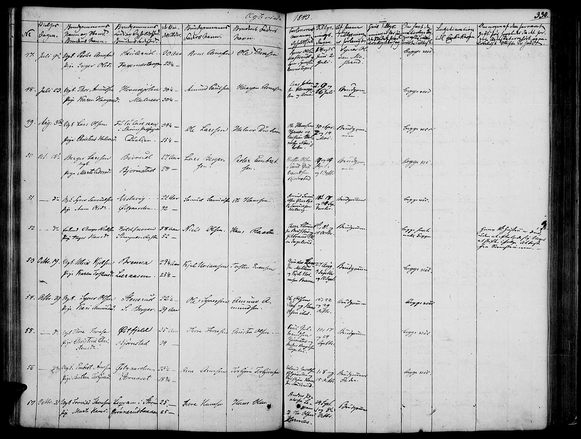 Vinger prestekontor, AV/SAH-PREST-024/H/Ha/Haa/L0008: Parish register (official) no. 8, 1839-1847, p. 330