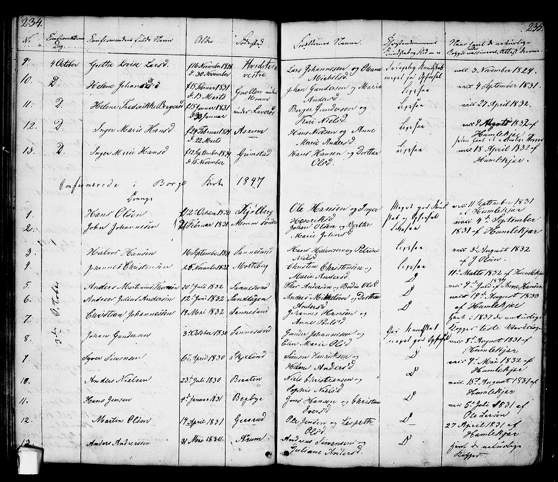 Borge prestekontor Kirkebøker, AV/SAO-A-10903/F/Fa/L0004: Parish register (official) no. I 4, 1836-1848, p. 234-235