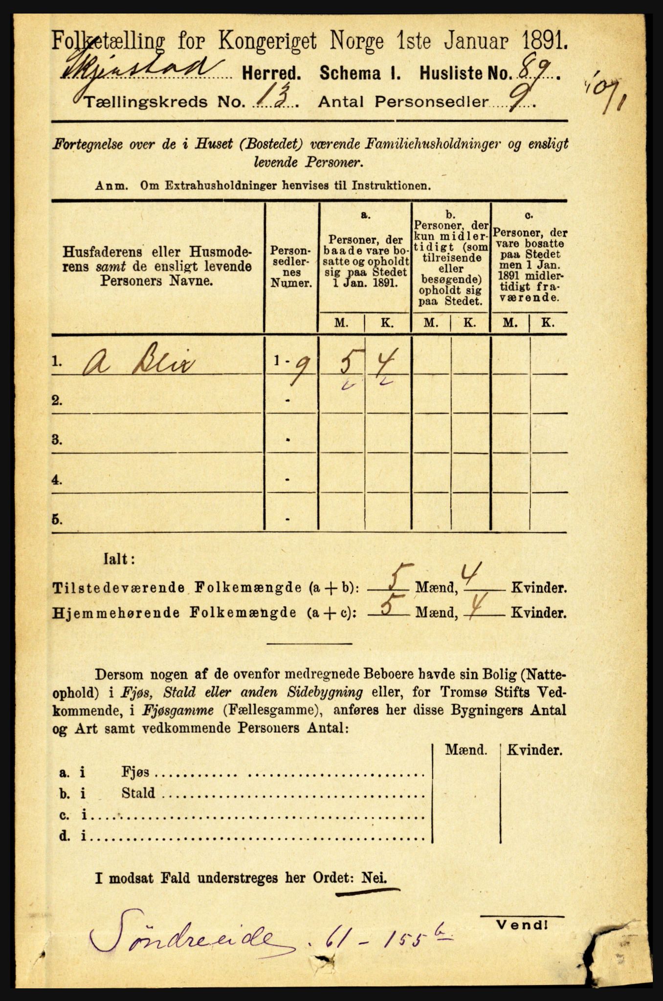 RA, 1891 census for 1842 Skjerstad, 1891, p. 4400