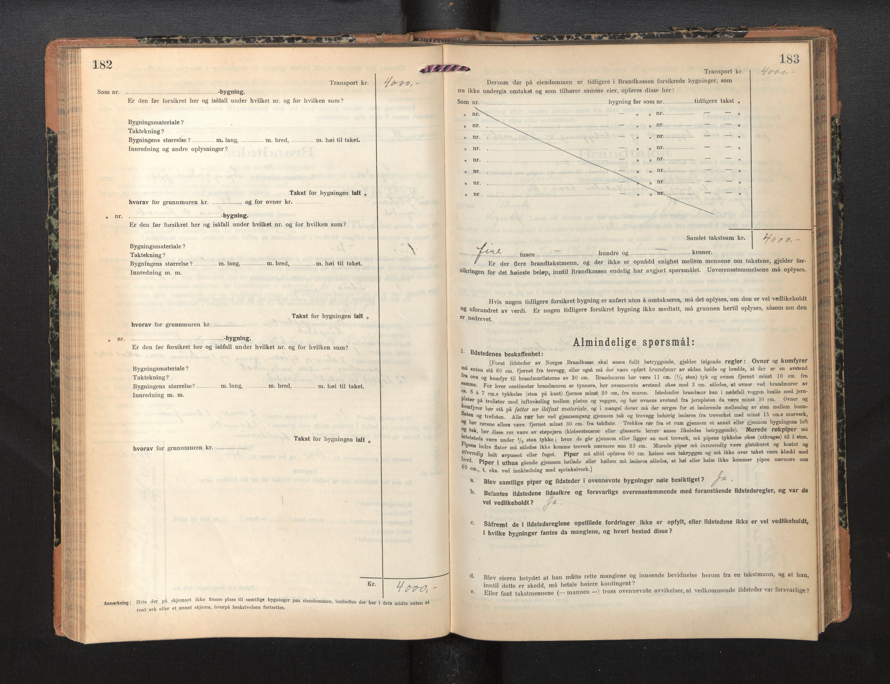 Lensmannen i Sogndal, AV/SAB-A-29901/0012/L0012: Branntakstprotokoll, skjematakst, 1922-1931, p. 182-183