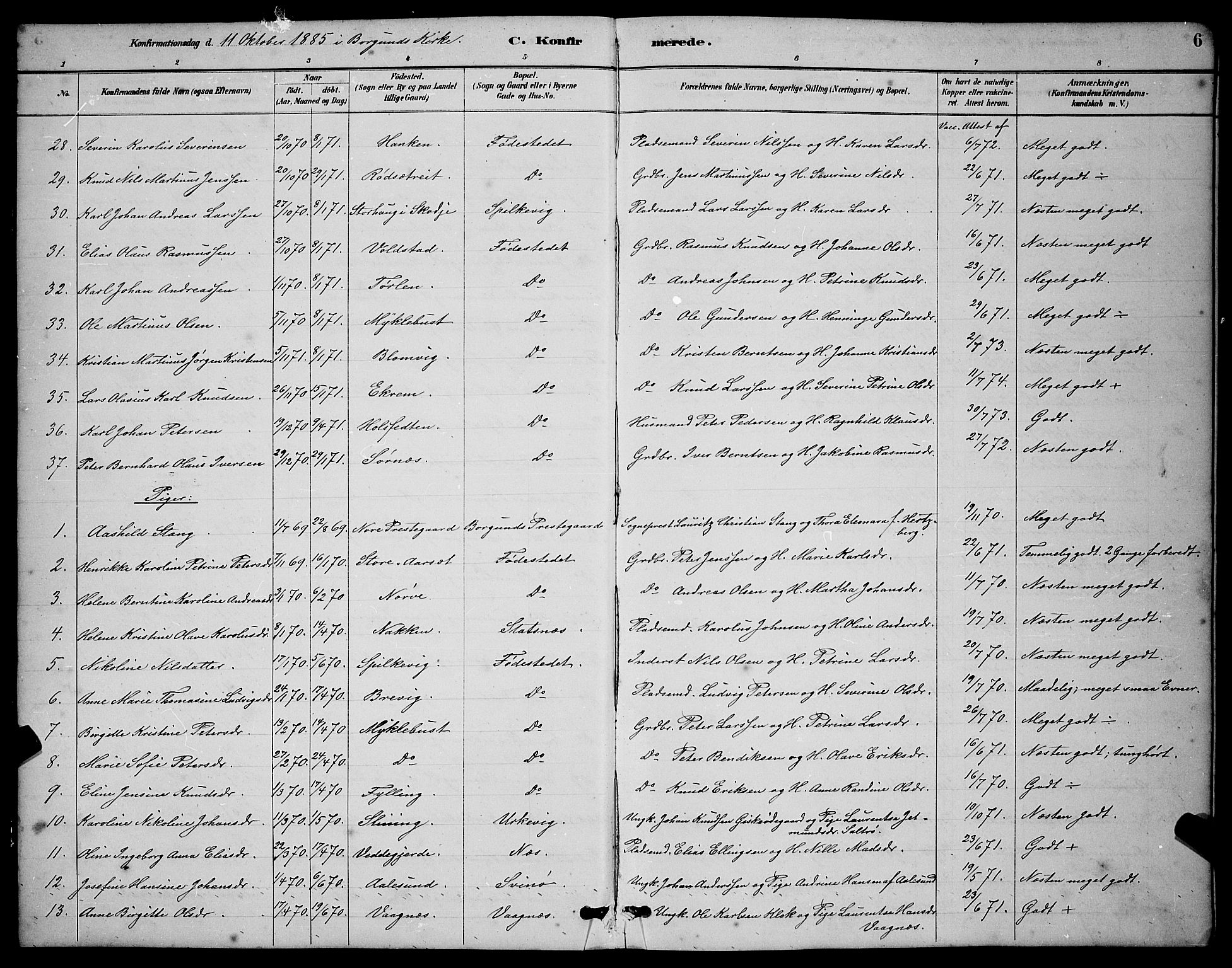 Ministerialprotokoller, klokkerbøker og fødselsregistre - Møre og Romsdal, AV/SAT-A-1454/528/L0430: Parish register (copy) no. 528C11, 1884-1899, p. 6