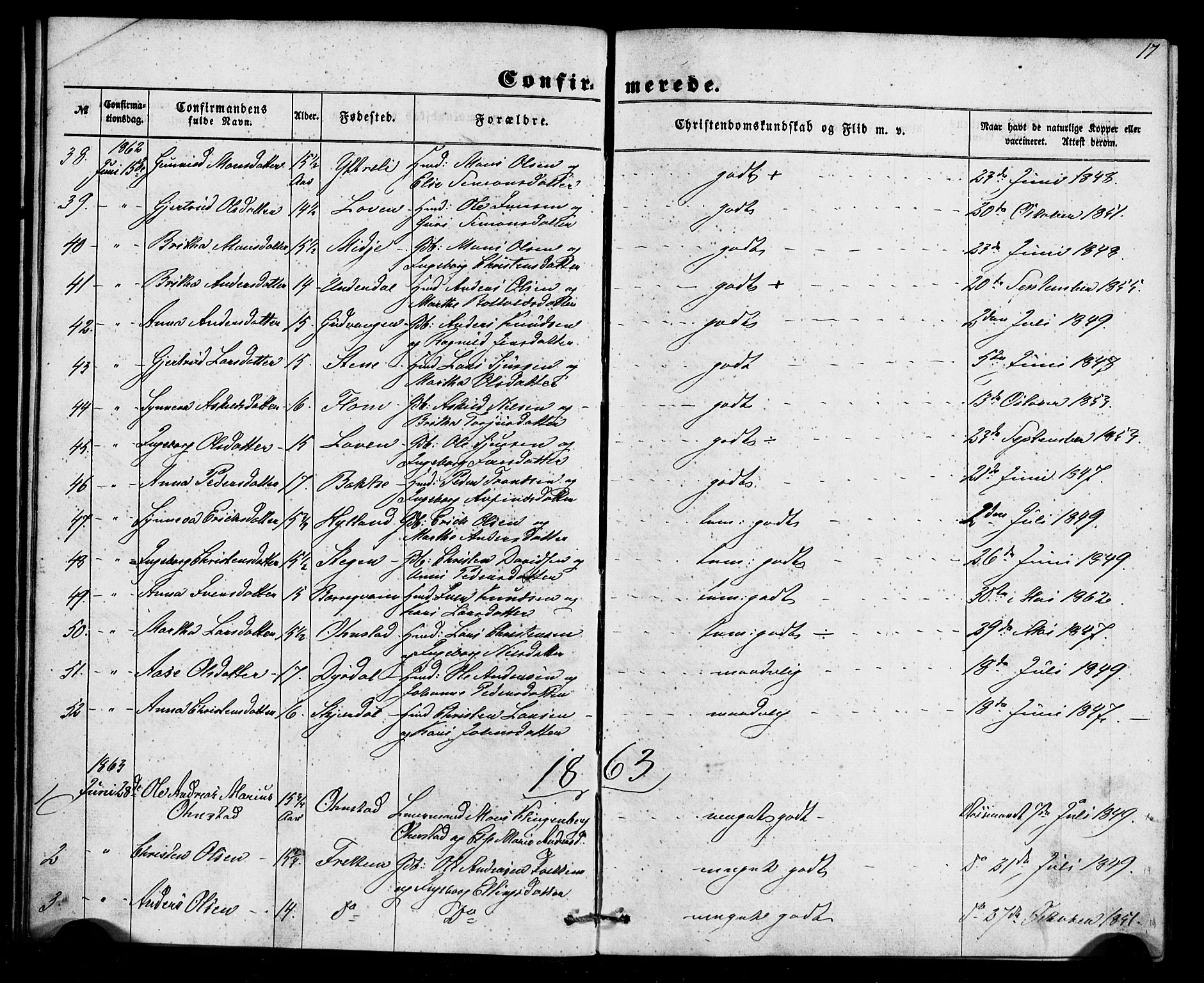 Aurland sokneprestembete, SAB/A-99937/H/Ha/Haa/L0009: Parish register (official) no. A 9, 1859-1879, p. 17