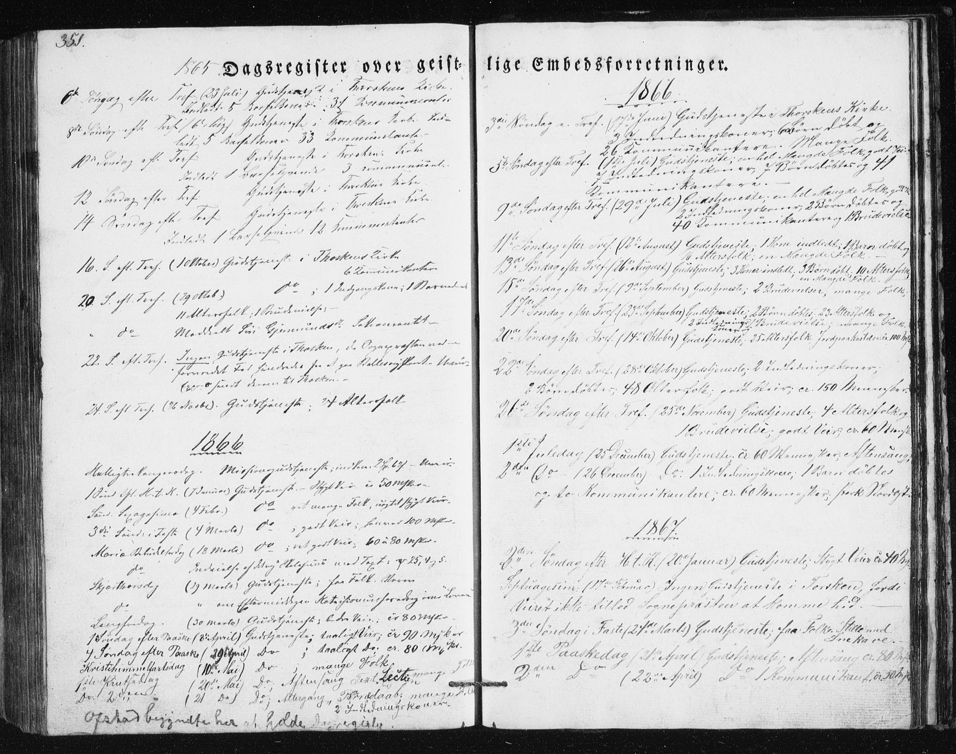 Berg sokneprestkontor, AV/SATØ-S-1318/G/Ga/Gab/L0011klokker: Parish register (copy) no. 11, 1833-1878, p. 351