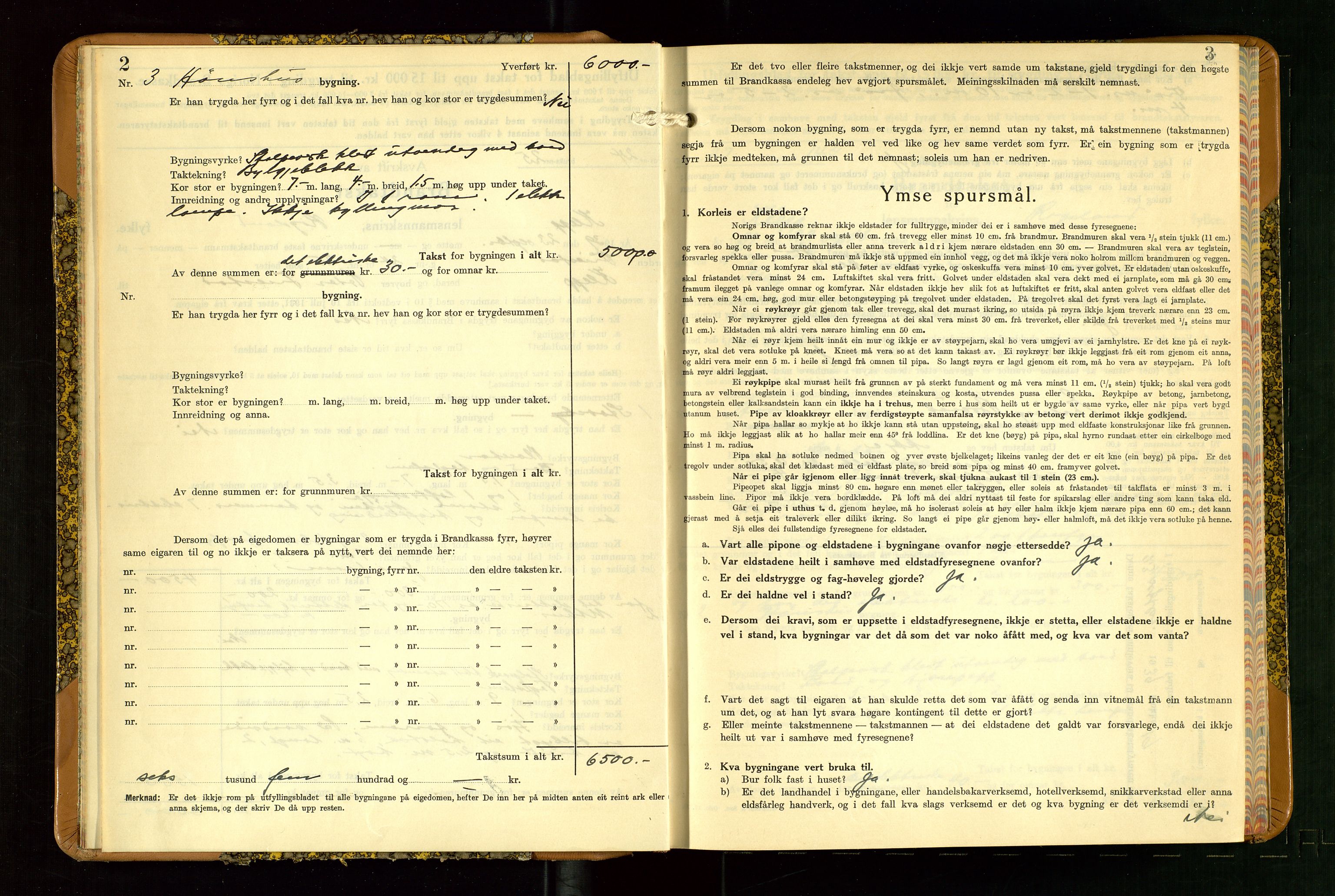 Klepp lensmannskontor, AV/SAST-A-100163/Goc/L0015: "Branntakstbok" m/register, 1939-1947, p. 2-3