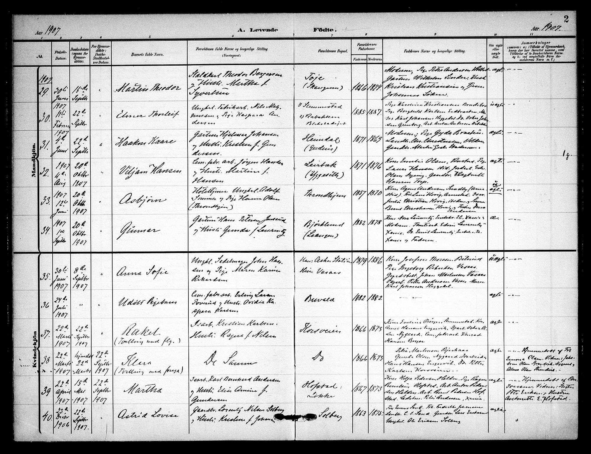 Asker prestekontor Kirkebøker, SAO/A-10256a/F/Fa/L0017: Parish register (official) no. I 17, 1907-1915, p. 2