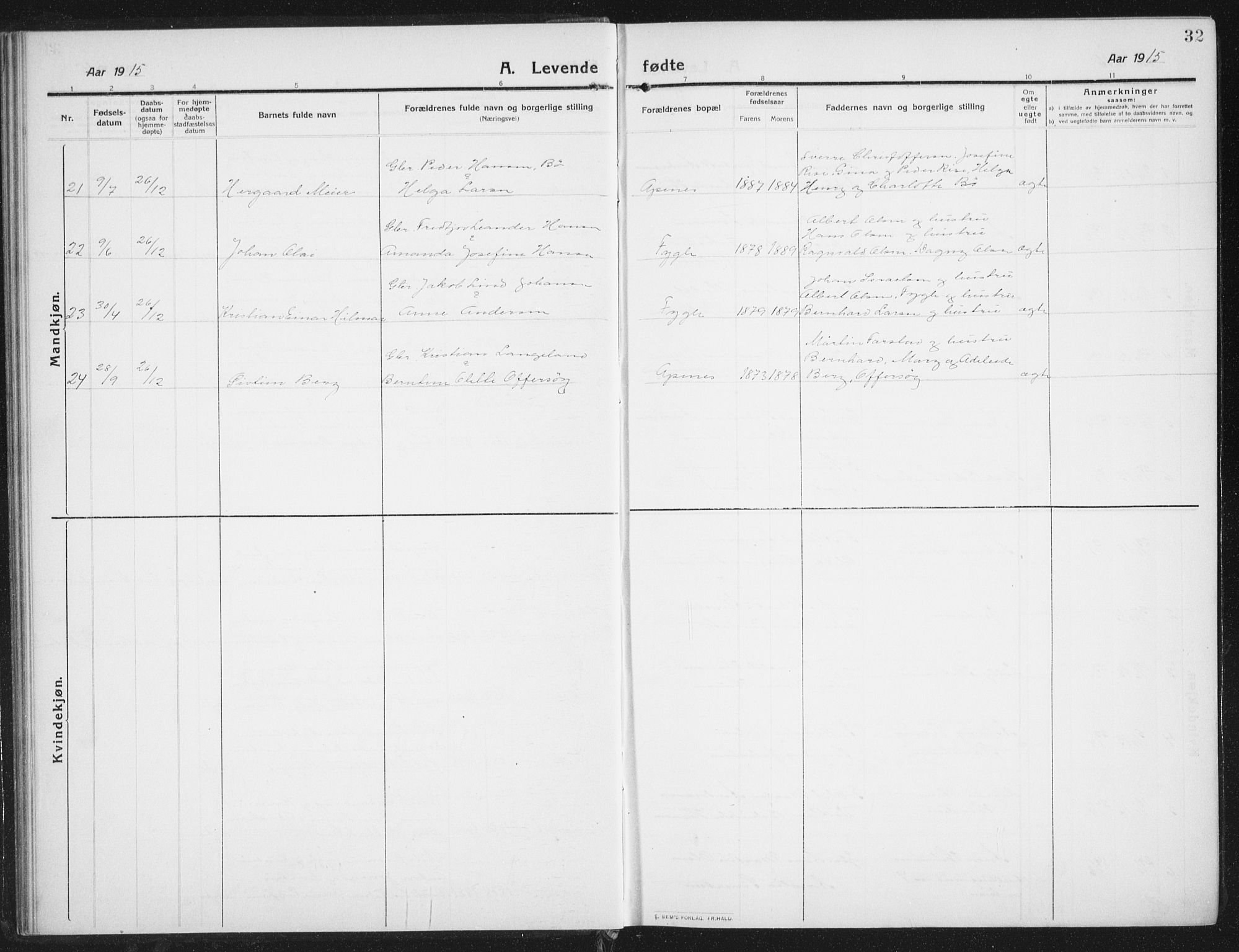 Ministerialprotokoller, klokkerbøker og fødselsregistre - Nordland, AV/SAT-A-1459/882/L1183: Parish register (copy) no. 882C01, 1911-1938, p. 32