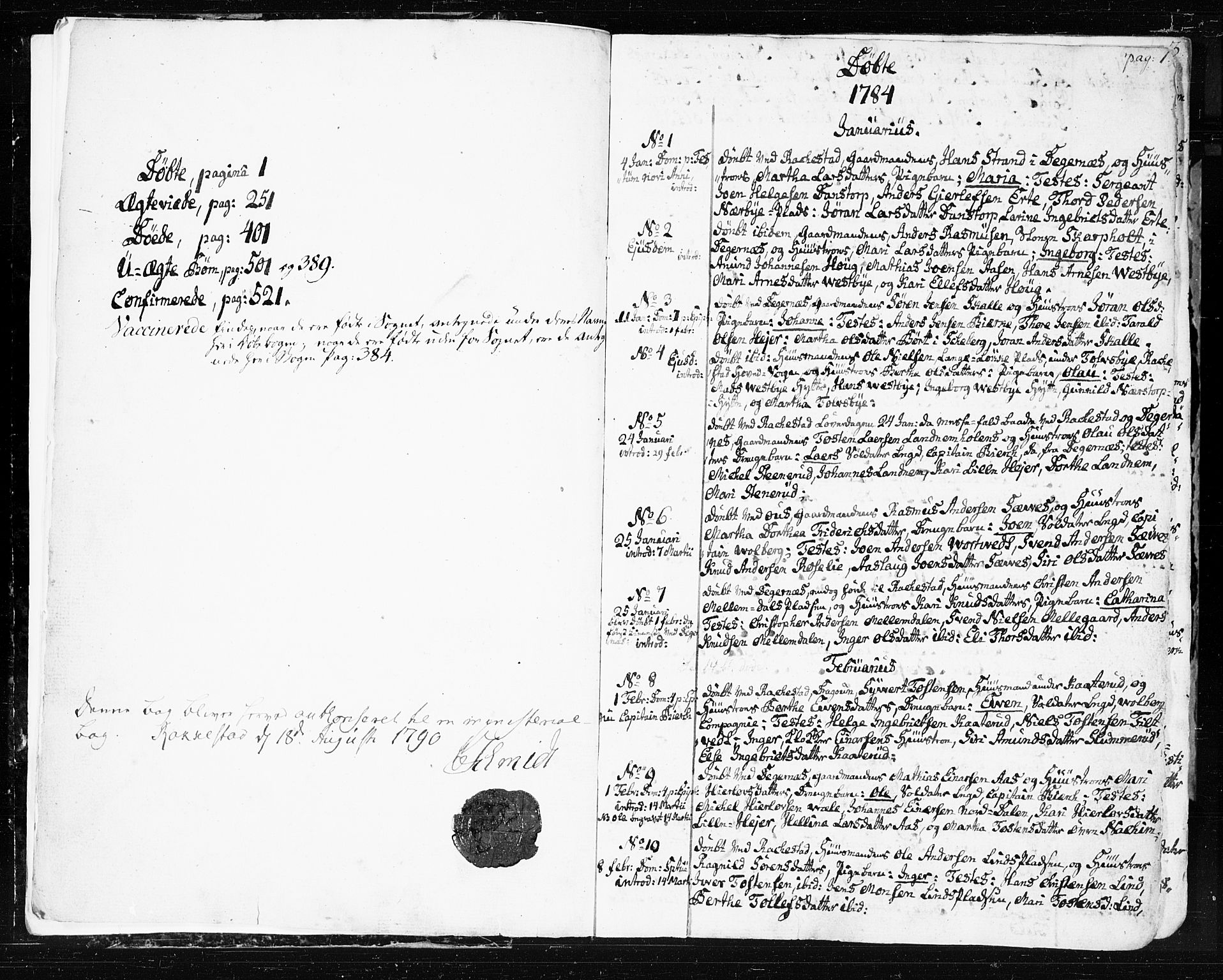 Rakkestad prestekontor Kirkebøker, AV/SAO-A-2008/F/Fa/L0005: Parish register (official) no. I 5, 1784-1814, p. 0-1