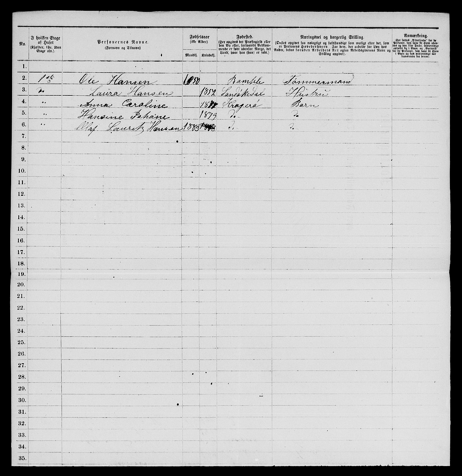 SAKO, 1885 census for 0801 Kragerø, 1885, p. 90