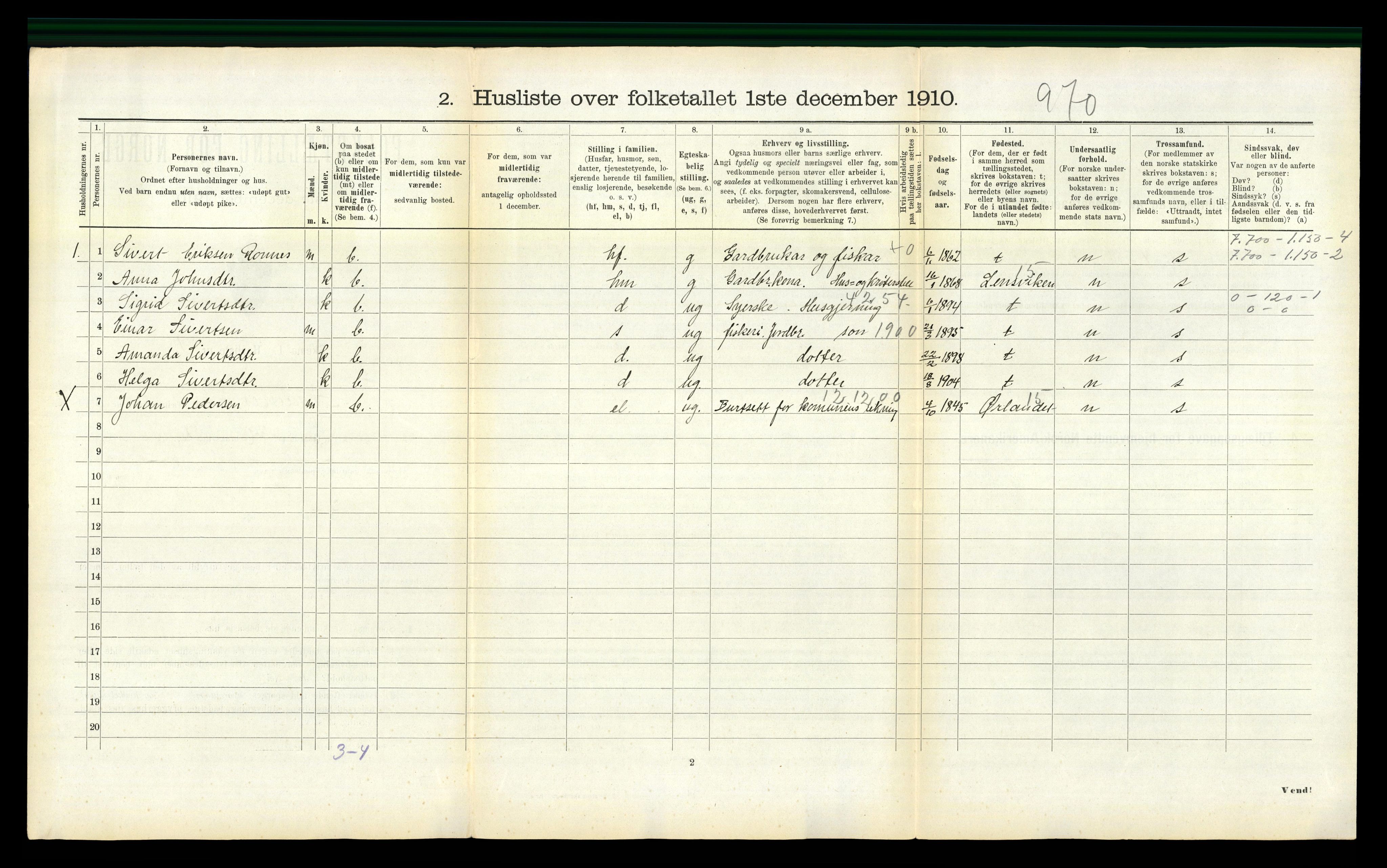 RA, 1910 census for Agdenes, 1910, p. 344